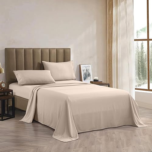 Vista 86 de Juego de sábanas de microfibra de 4 piezas prémium de calidad hotelera 1800 hilos, resistente a las arrugas, ultra suave y transpirable, juego