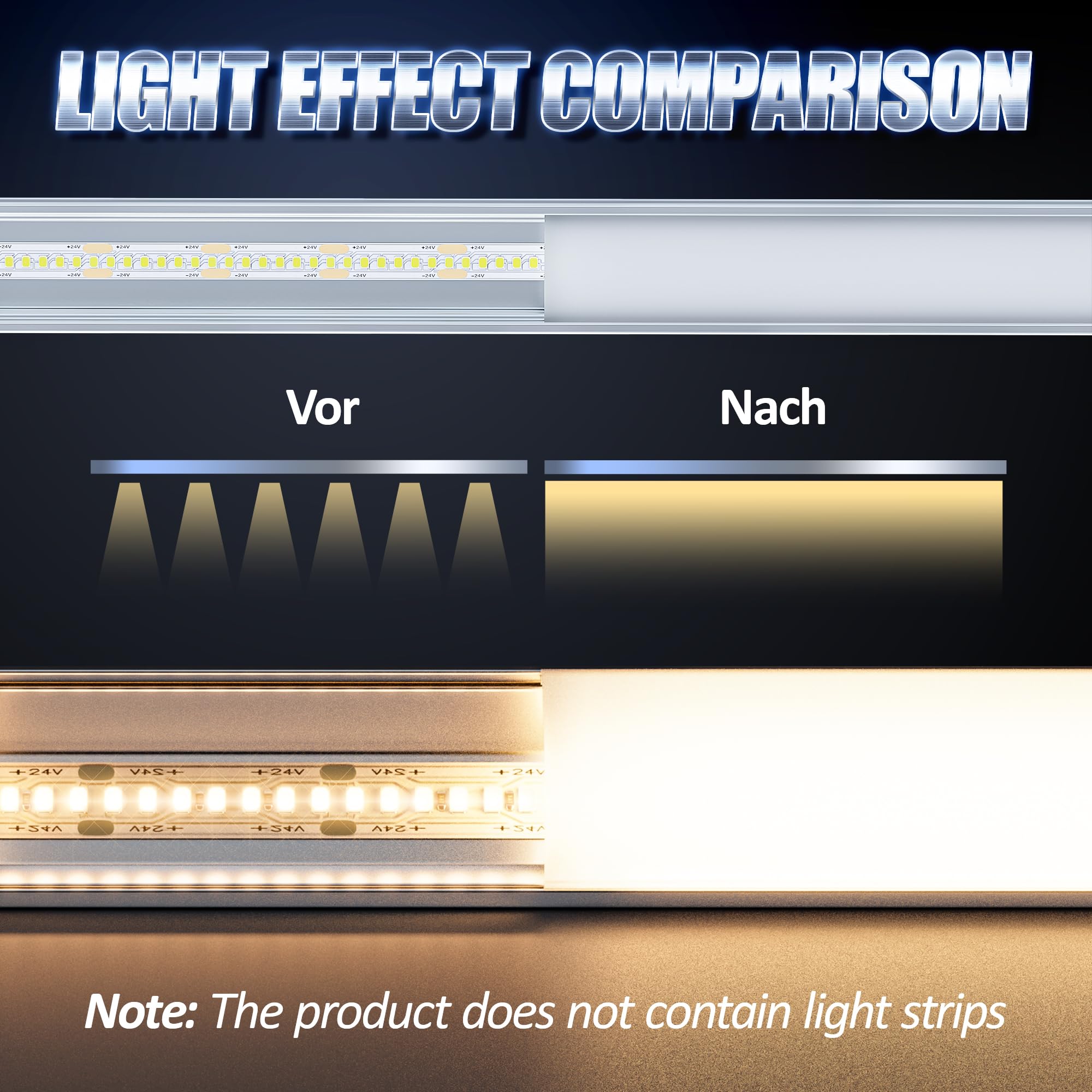 LASLUX Profilo LED Battiscopa 2M x 6, in Alluminio per Strisce fino a 19,7 mm, con Copertura, per Cartongesso e Piastrelle