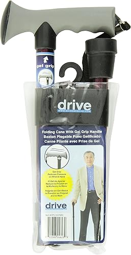 Miniatura 2 de Drive Medical Bastón plegable ligero ajustable con agarre de gel para mano, grieta roja