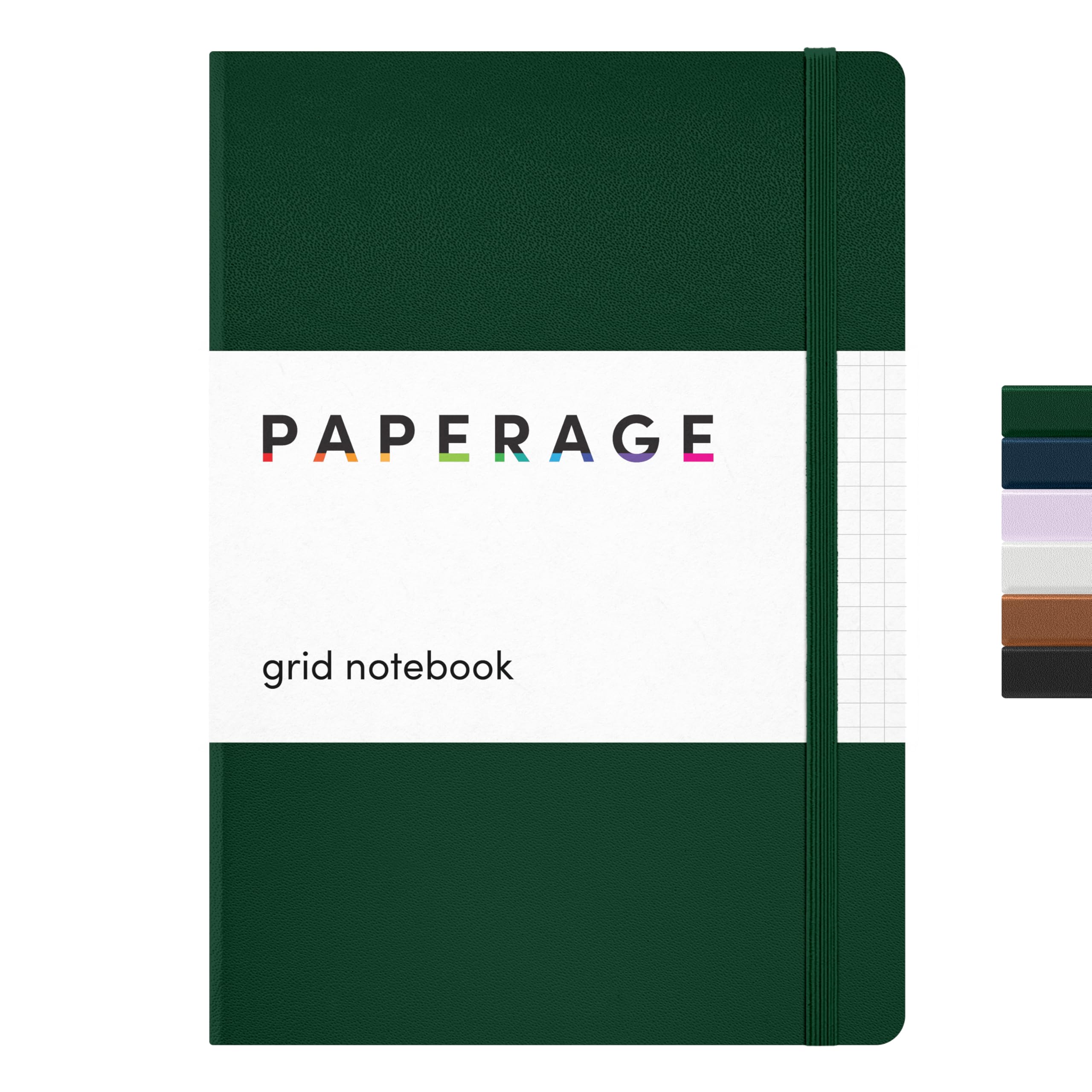 PAPERAGE Graph Paper Journal Notebook, (Dark Green), 160 Pages, Medium 5.6 in x 8 in - 100 GSM Thick Paper – Hardcover Grid Notebook for Work or School