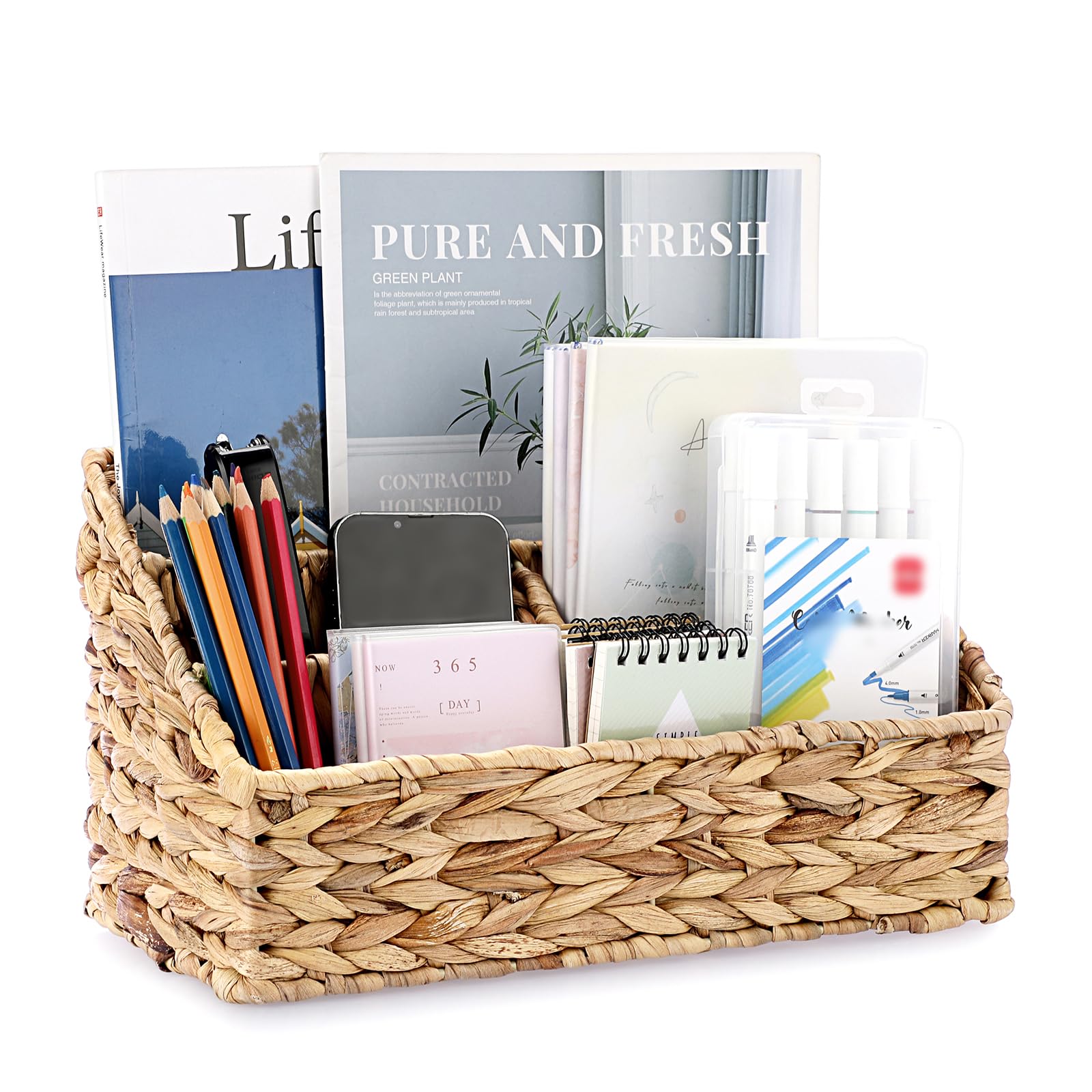 Organisateur de bureau en jacinthe d'eau, le cadeau décoratif utile et chaleureux