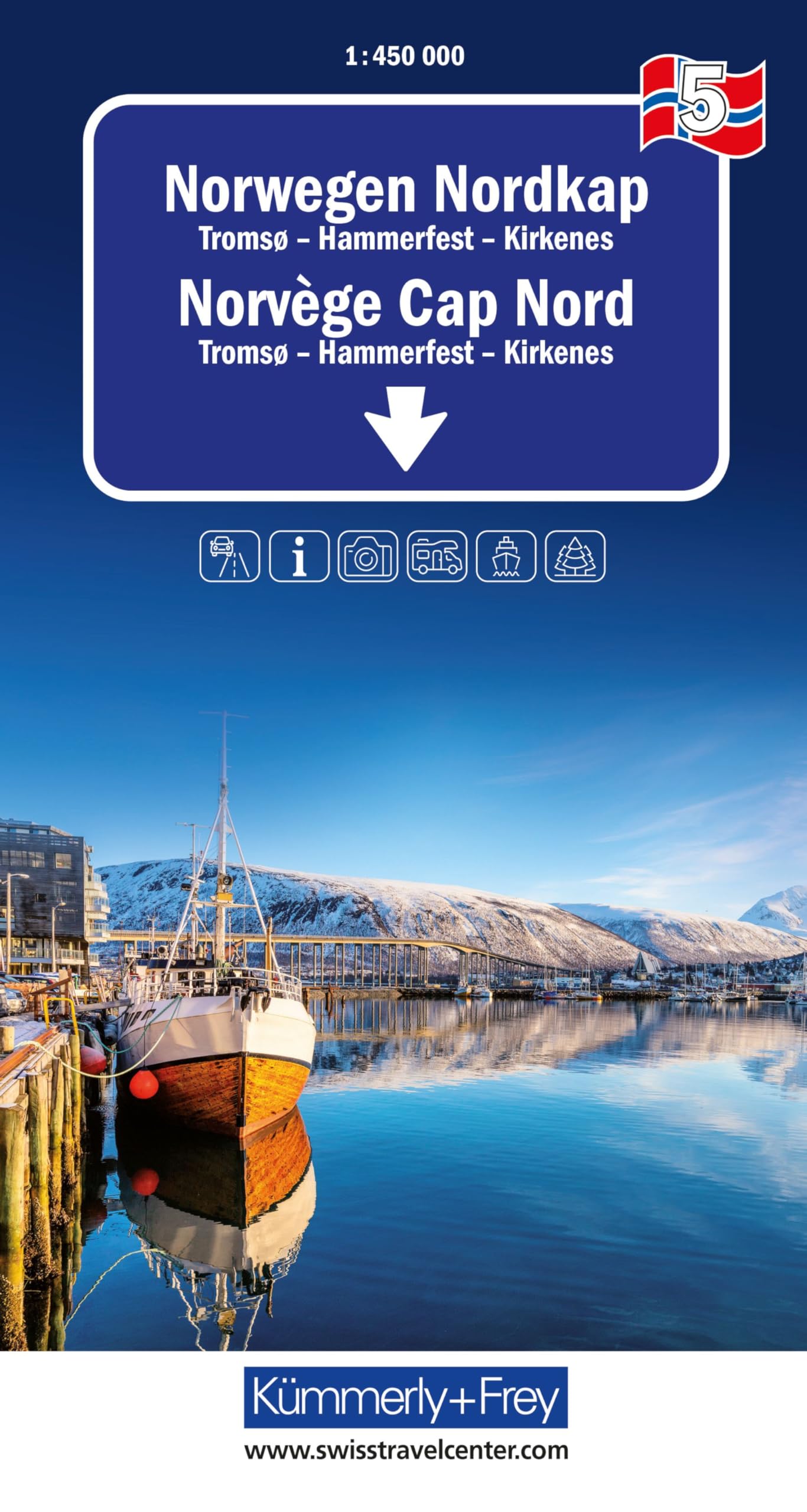 5 Norway Nordkap Road Map 1:450,000 scale: Tromsø, Hammerfest, Kirkenes inkl. Reiseinformationen (Regional maps - Norway)