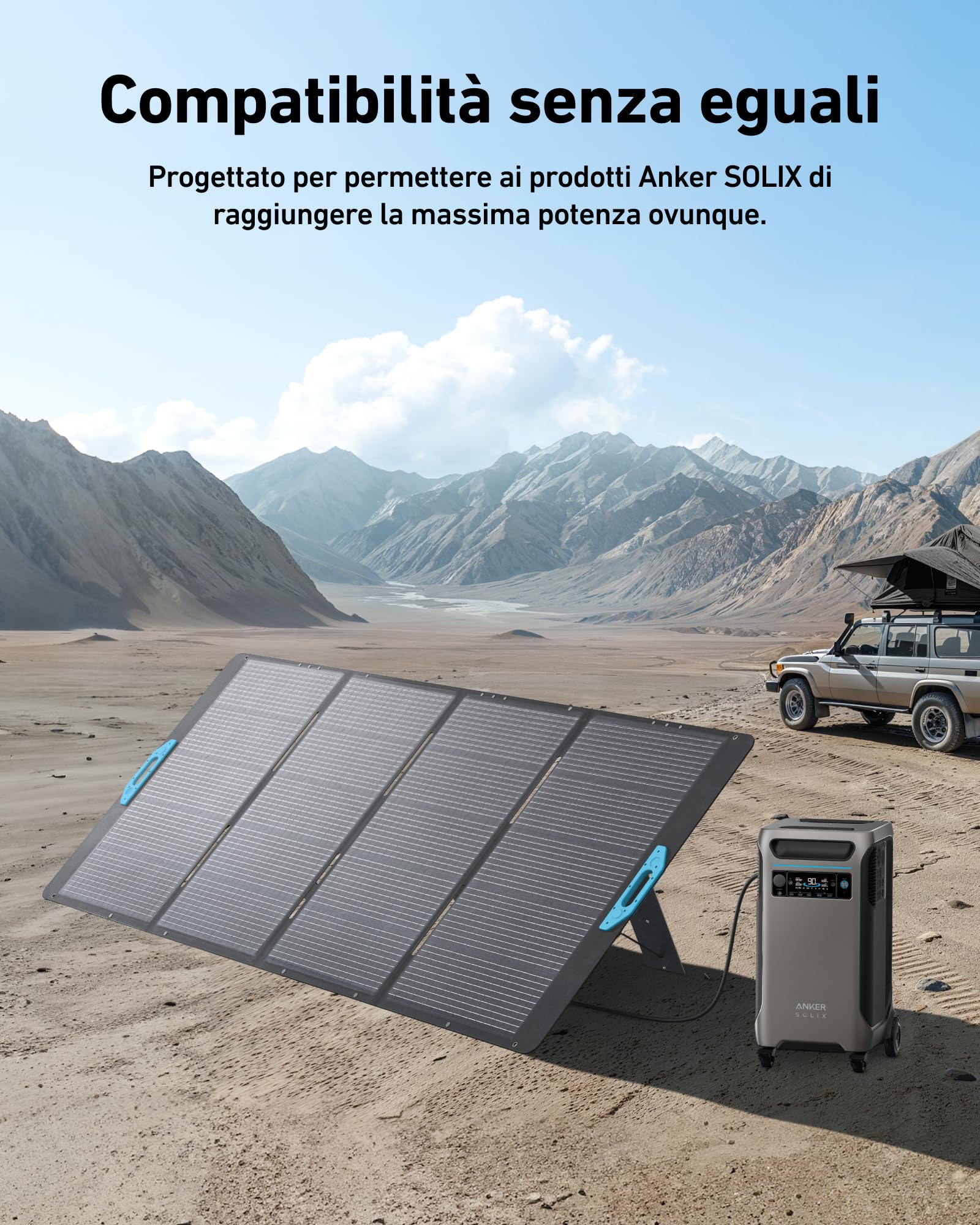 Anker SOLIX PS400 - Pannello solare pieghevole da 400 W, solo per PowerHouse 767, IP67, impermeabile, modulo fotovoltaico per esterni, campeggio e giardino