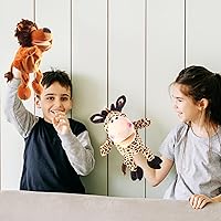 Vista 5 de Marionetas de mano de animales de 10 a 13 pulgadas, gigantes, de peluche, safari, animales de la selva, juguetes de marionetas de mano, juguetes