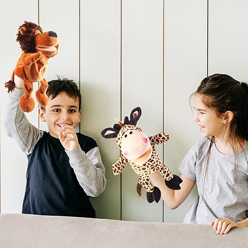 Miniatura 5 de Marionetas de mano de animales de 10 a 13 pulgadas, gigantes, de peluche, safari, animales de la selva, juguetes de marionetas de mano, juguetes