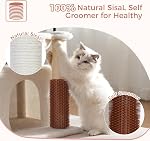 Arbre de chat 32 Petit arbre de chat pour les grands chats Tour de chat adulte avec poste d'éraflure,15.7.-Large Hammock et auto-groomère, ainsi que Perche supérieure amovible et large condo pour les chats intérieurs-Beige