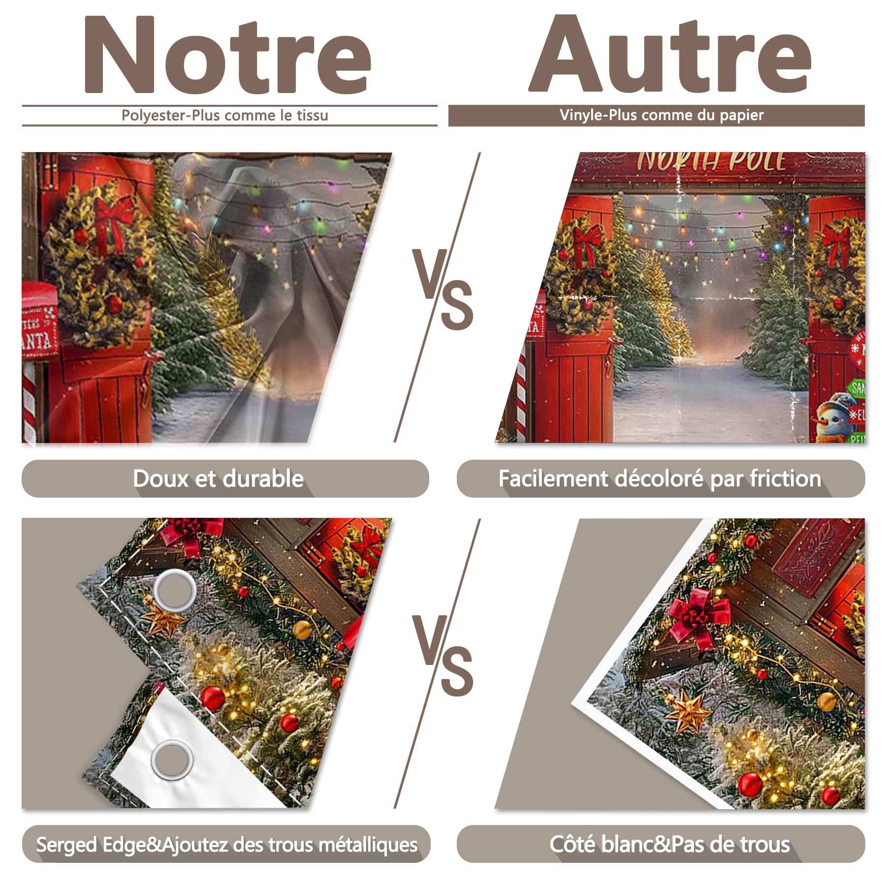 Luminora 2,4 x 1,8 m Pôle Nord Porte en Bois du Père Noël Toile de Fond | rouge Maison Village de fées Forêt enneigée Renne Arrière-plan Hiver Joyeux Noël Décor Fête Photo Bannière