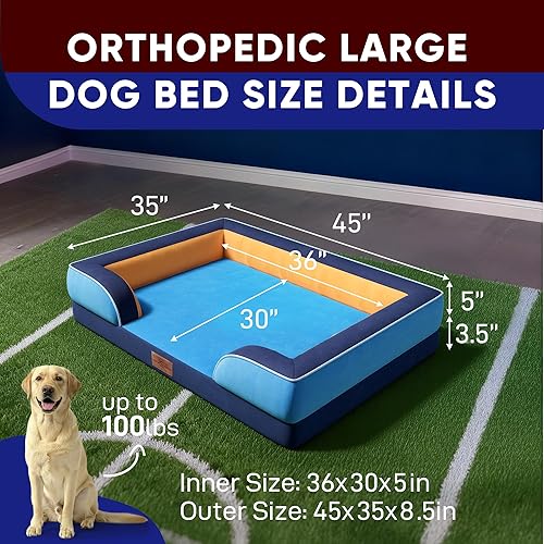 Miniatura 590 de Comfort Expression - Cama ortopédica para perros extragrandes, 53 x 42 pulgadas, cama impermeable y de apoyo de espuma con cojines removibles, con