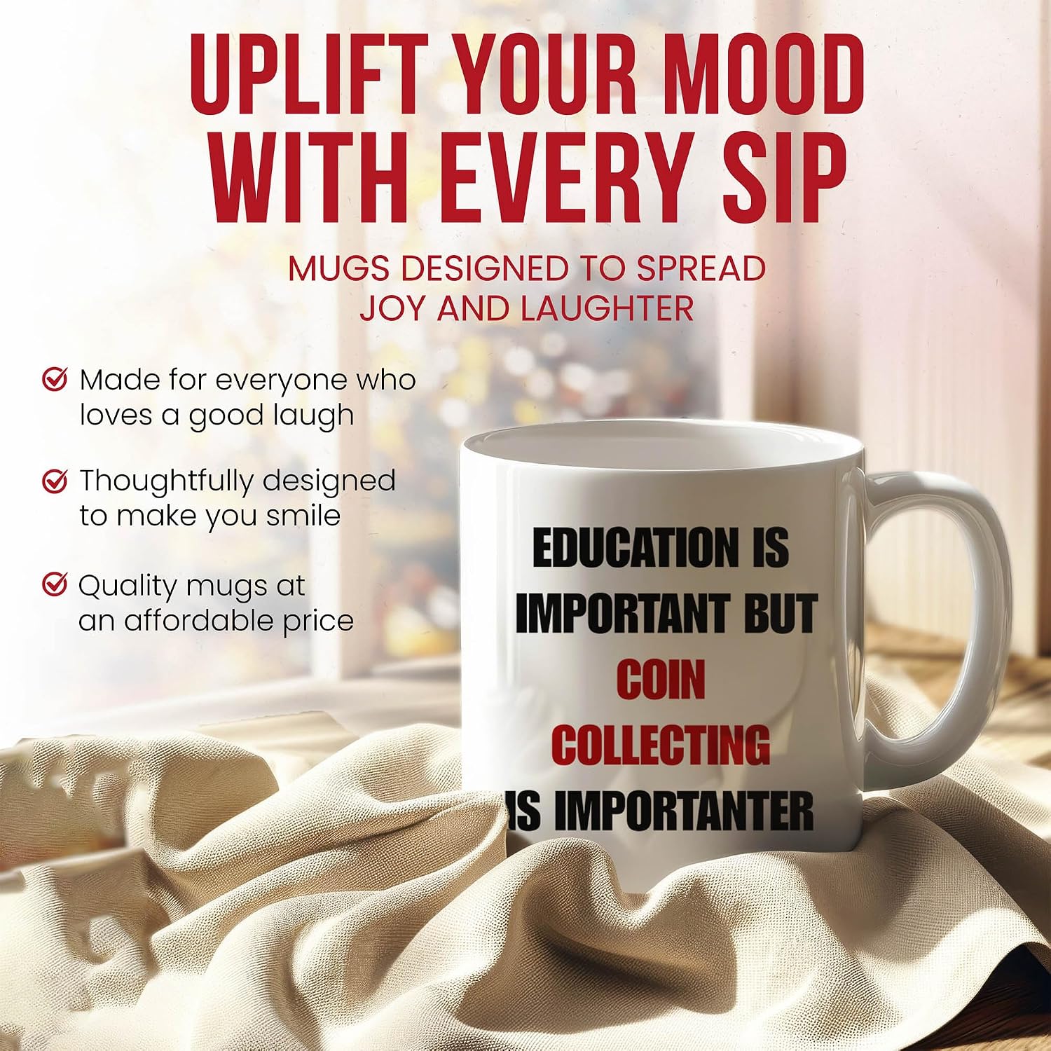 Education Is Important But Coin Collecting Is Importanter Mug - Numismatist Coffee Cup - Currency Enthusiast Funny Gift From Family - Collector Tea Mugs - Rare Cups - 11 Oz Ceramic Gifts For Hobbyist image 2