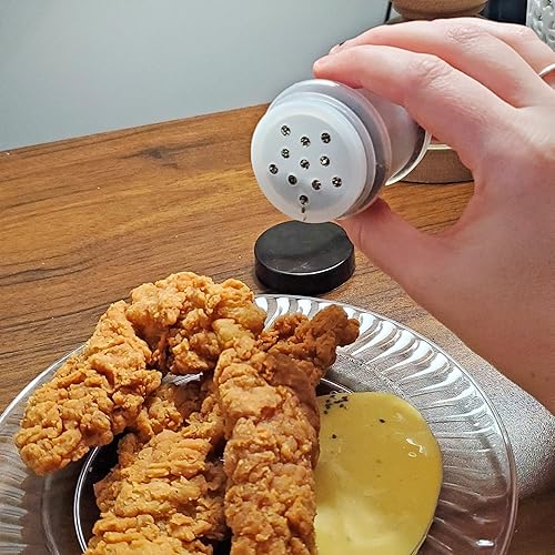 Miniatura 3 de Cornucopia Mini tarros de especias de plástico con tamices paquete de 12 negro capacidad de 2 cucharadas 1 onza líquida botellas de especias para