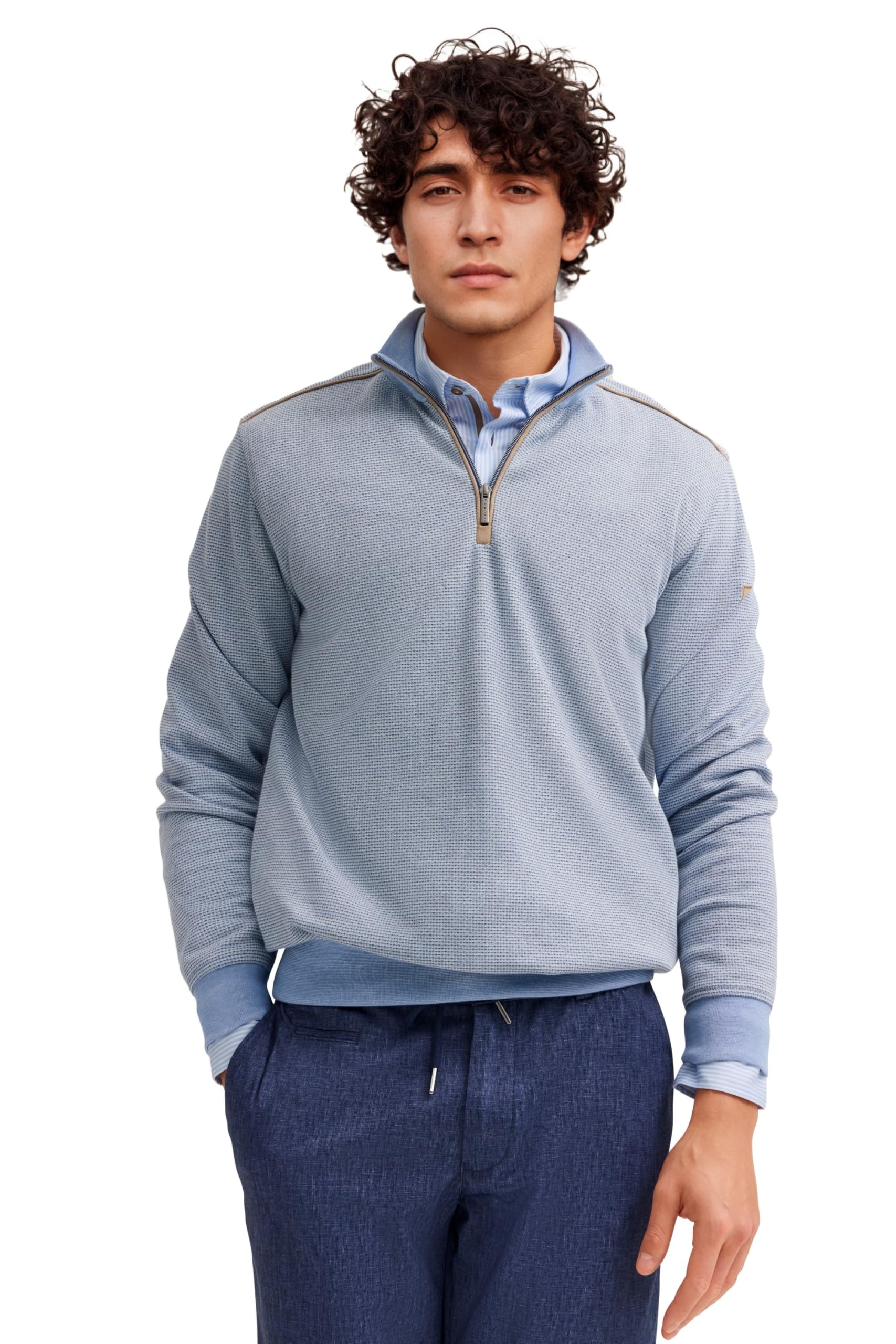 Bugatti Men's Sweatshirt with Stand Collar and Zip