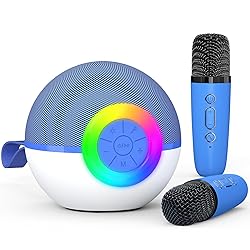 Heroange Karaoke Microphone Machine Toys for Kids Adults, Mini Portable Bluetooth Speaker with 2 Wireless Mics, Christmas Birthday Gifts for Boys Girls Ages 3 4 5 6 7 8 9 10 11 12+ Year (Blue)