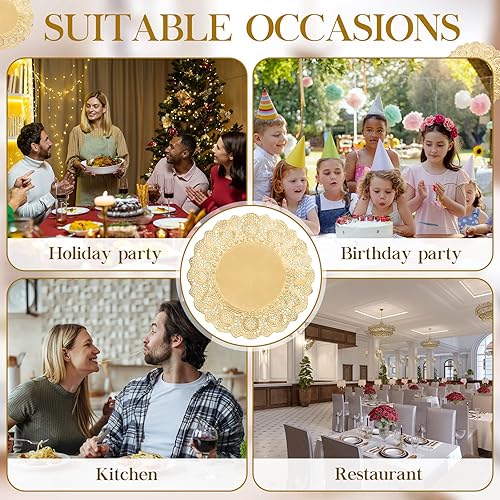 Miniatura 6 de Gueevin 200 Piezas Tapetes de Papel (Doilies) para Mesas de Encaje Redondos Manteles Individuales de Papel Decorativos Desechables Tapetes para
