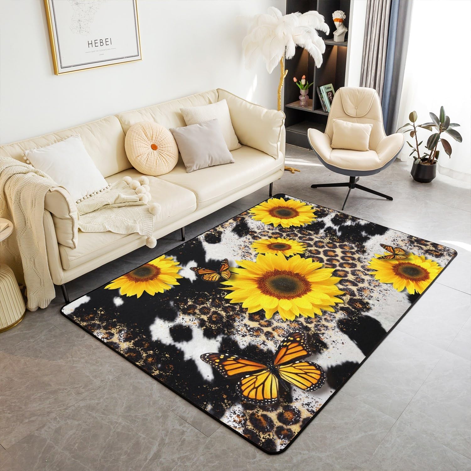 Tapis antidérapant avec support en caoutchouc pour sécuriser et décorer le salon