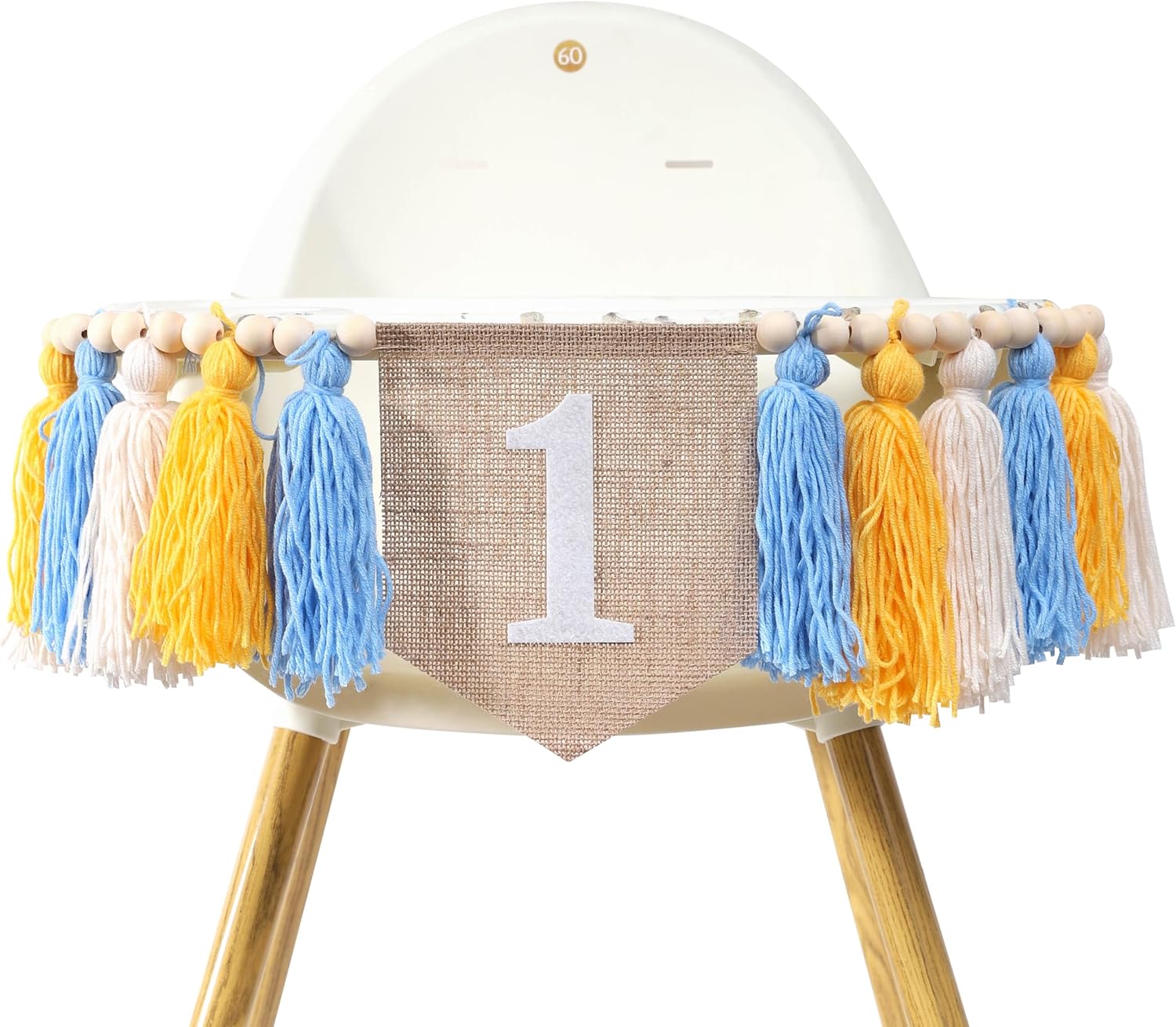 1st Birthday Banner - Pink Tassel Theme for Girl - First Birthday Party Decor - Photo Backdrop - Wall Hangings for Kids Bedroom Nursery (Yellow Blue)