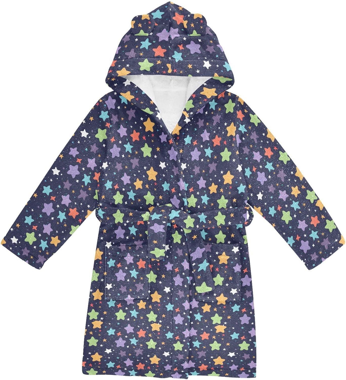 senya Xute Many Stars Toddler Hooded Bathrobe Kids Soft Plush Bath Towel Robes for Boys Girls 2-12 Years