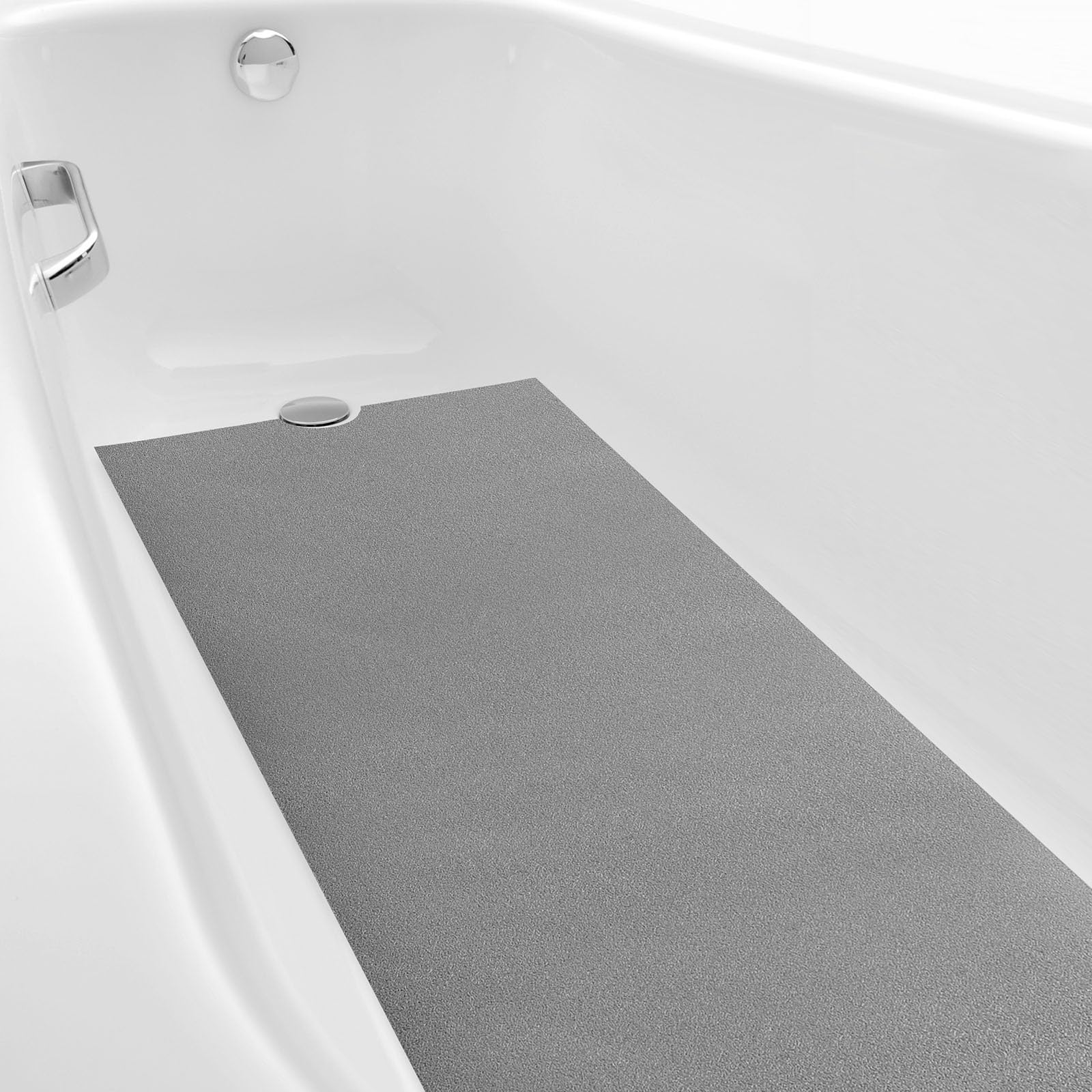 Dunzoom Rutschfeste Badewannenmatte mit Ablaufausschnitt, rutschfest, selbstklebend, abziehen und aufkleben, PEVA-Wanne, rutschfeste Aufkleber für Dusche, Boden, Boote, nasse Bereiche, 40,6 x 101,6