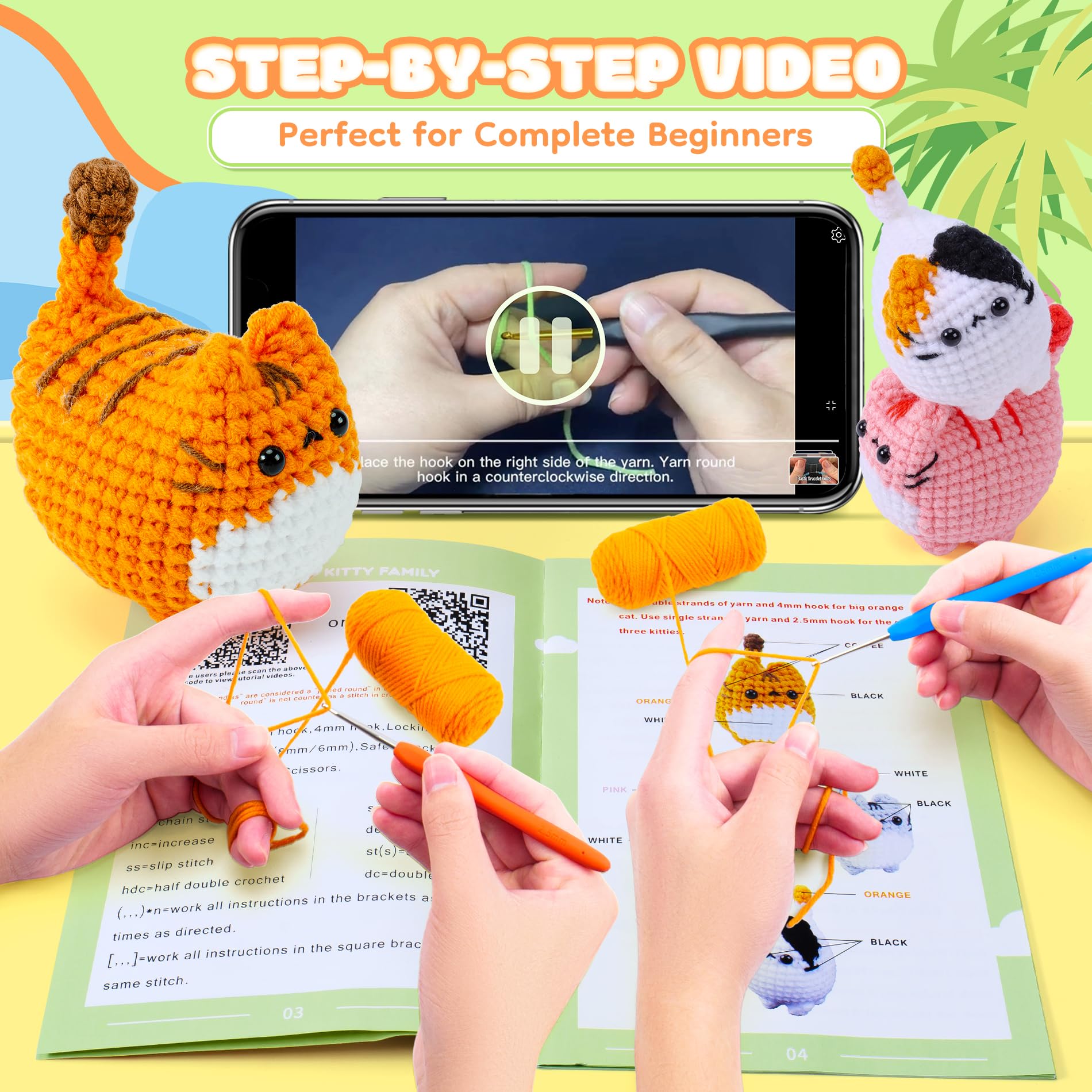 Kit Di Uncinetto Per Principianti - Kit Di Uncinetto Completi Con Tutorial Video Punto Per Punto Kit Uncinetto Per Principianti Per Adulti Bambini Regalo Prin P10210992