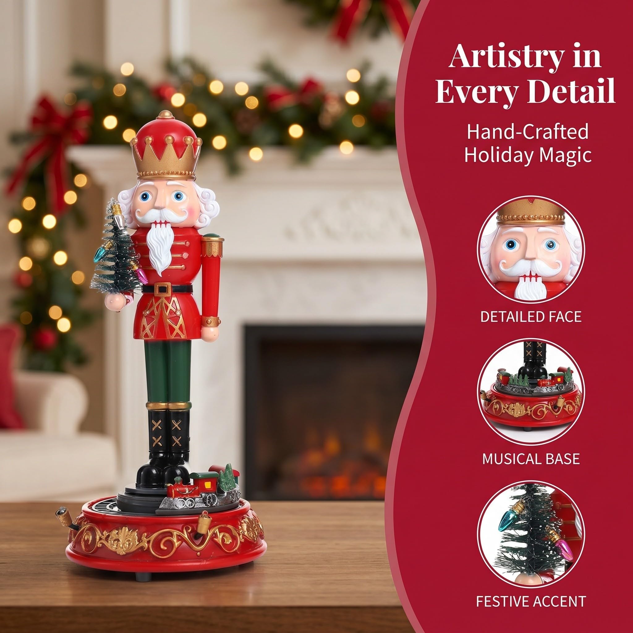 SHINEOFI 2 Pezzi Decorazione Natalizia in Plastica con Musica Interattiva e Rotazione Musicale, per Ufficio e Casa Durante Natale