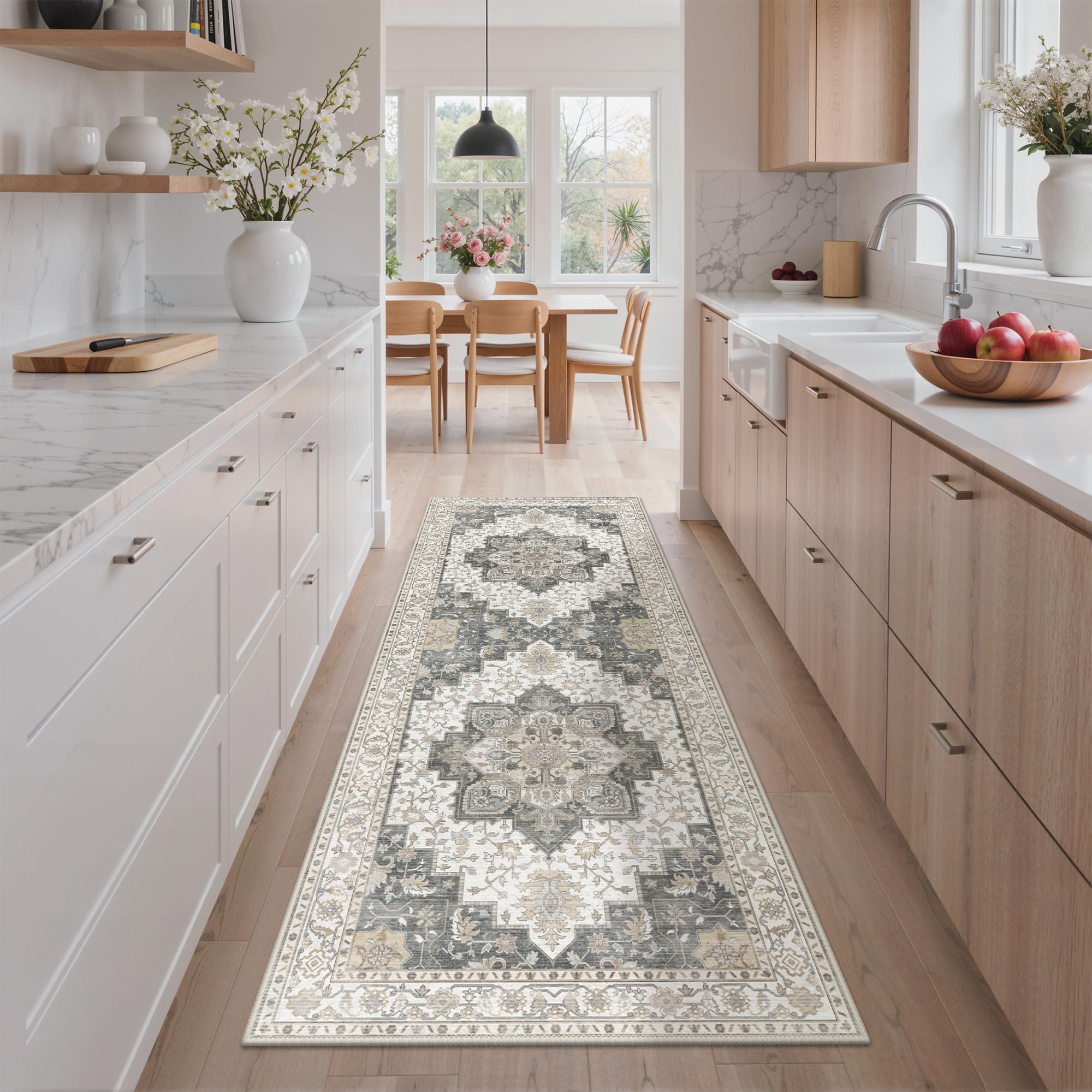 GENIMO Vintage Teppich, Teppiche Wohnzimmer, Waschbare Teppiche, Boho Teppich, Klein Carpet rutschfest