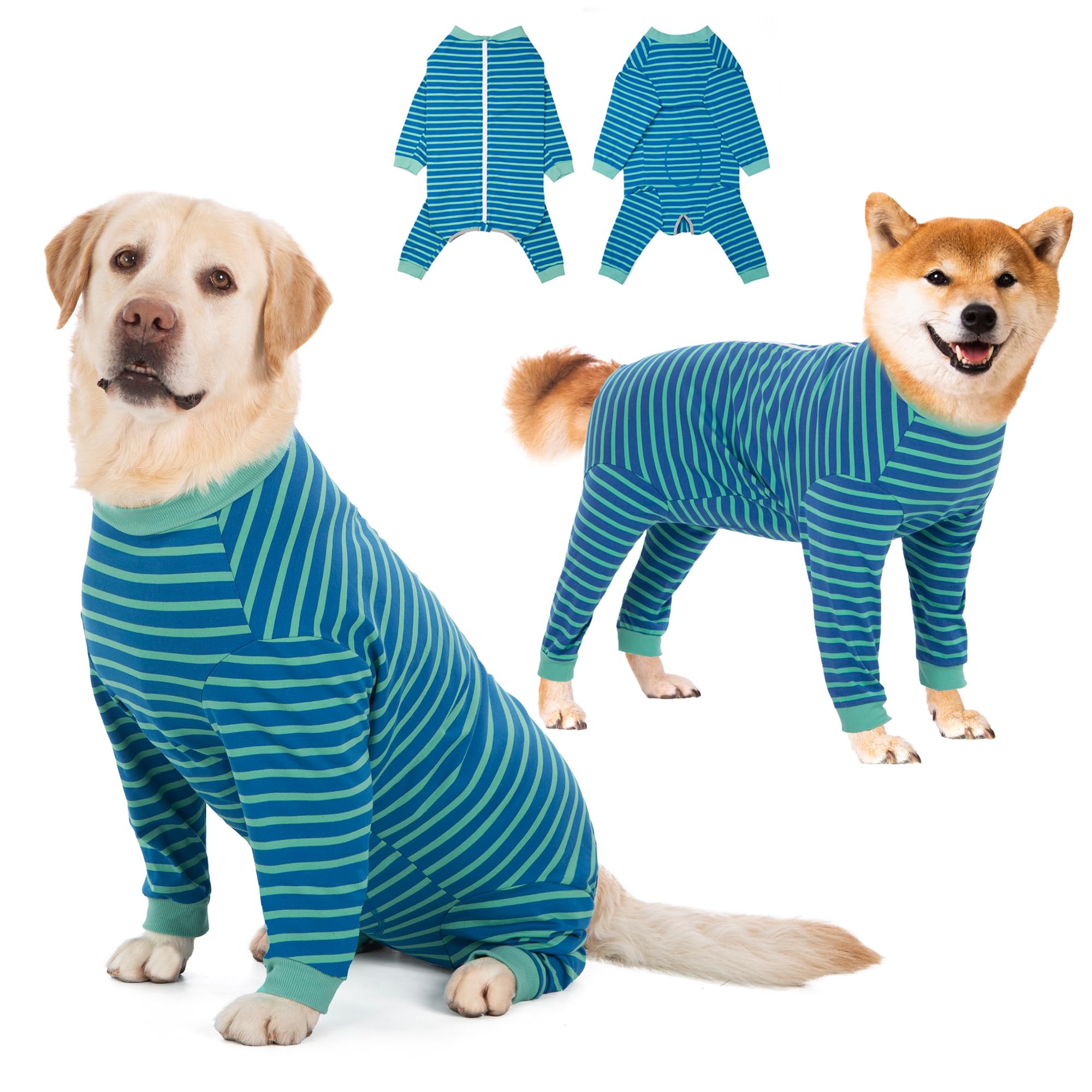 Yeapeeto Dog Onesie Surgery Recovery Suit for Large Medium Bodysuit Dogs Pajamas PJS Full Body for Shedding, Prevent Licking, Wound Protection, Cone Alternative(Blue Green, 2XL) â image 1
