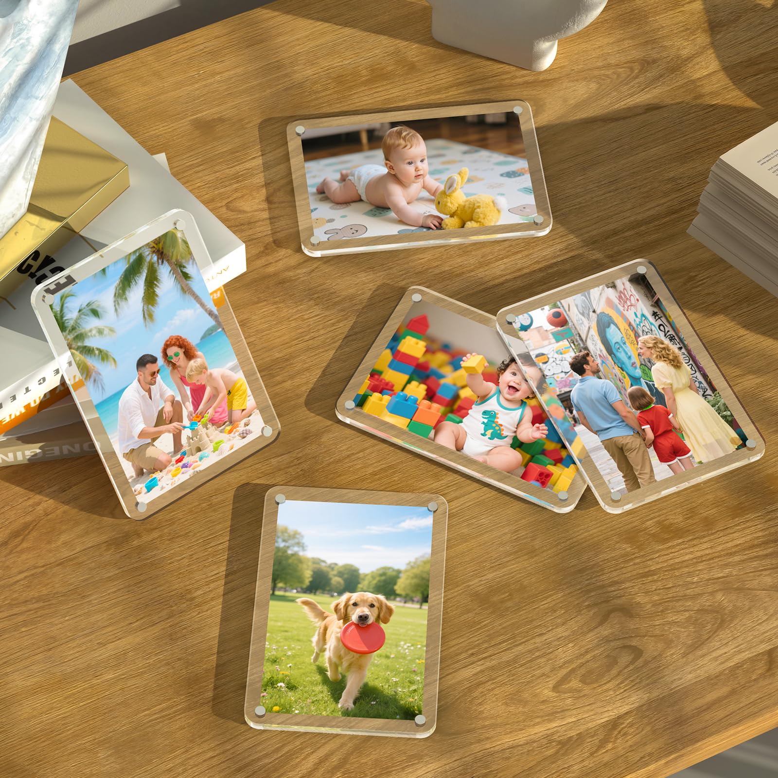 Amazon.co.jp: 冷蔵庫用磁気写真フレーム、4x6インチのアクリルフォト