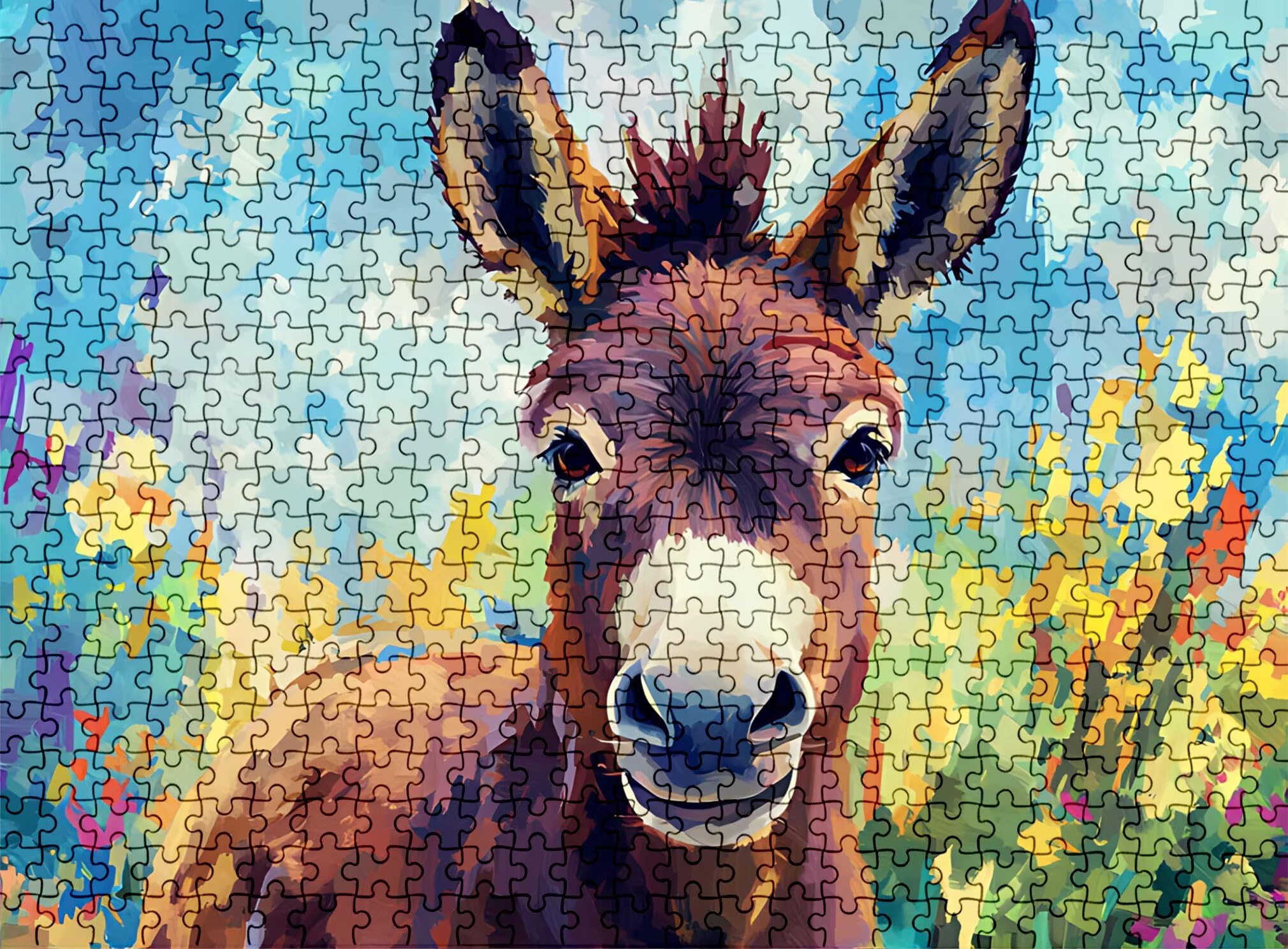 Puzzle 1500 elementów dla dorosłych, abstrakcyjne zwierzątko Trudne i kolorowe drewniane puzzle, duża łamigłówka 87 x 57 cm, antystresowa gra z plakatem, dekoracja ścienna do domu, prezent urodzinowy
