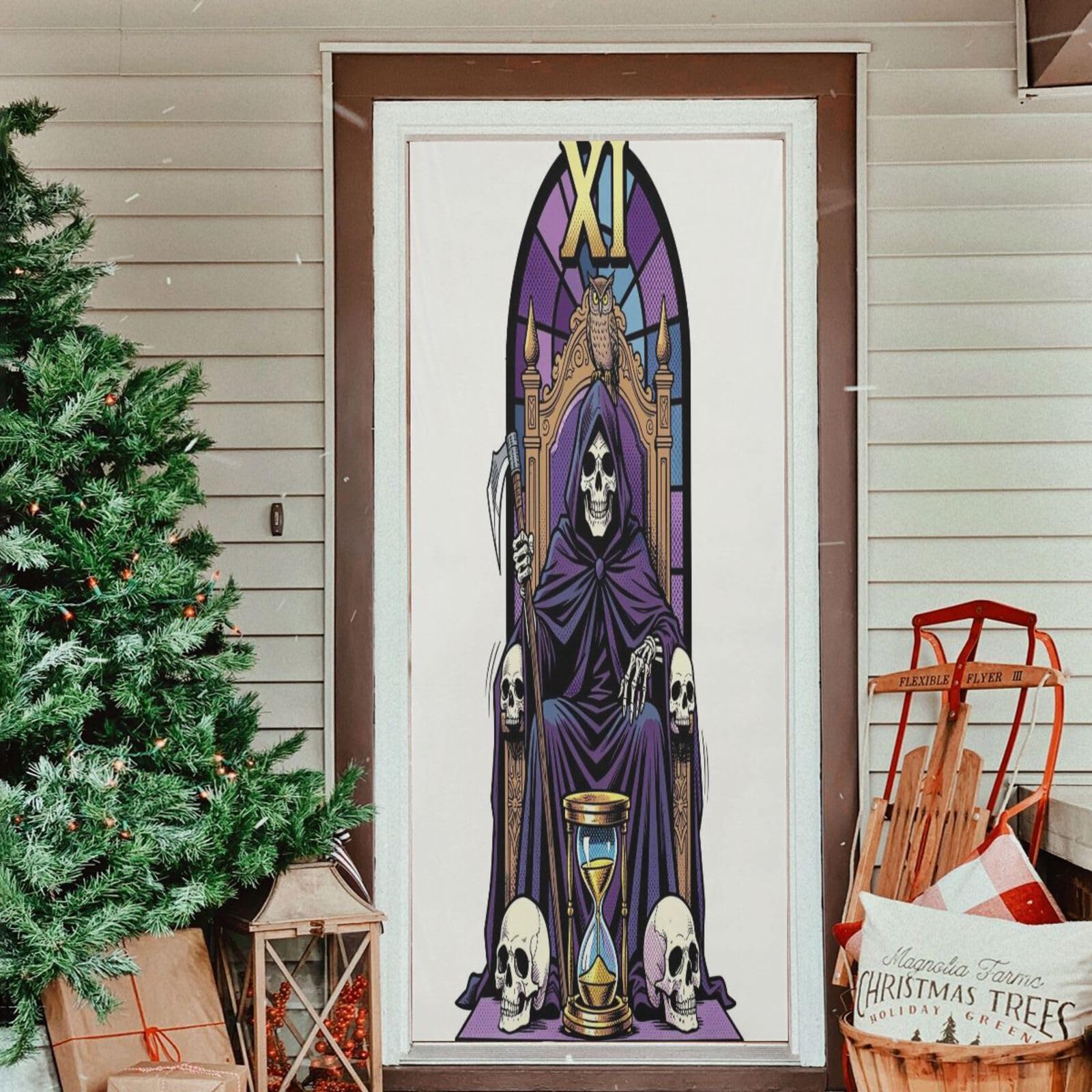 FRODOTGV Halloween Gothic Easy Install Stretch Door Wrap 88,9 x 200,7 cm