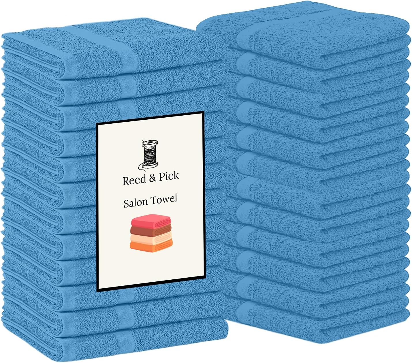 Reed&Pick Hand Towels (Pack of 24) Light Blue Economy Towels Salon Towels - 100% Cotton Spa Towel – 16 x 26 Inches Highly Absorbable, Facial Gym Hair Towel Face Towel Bulk 16x27 Pack of 24 Blue