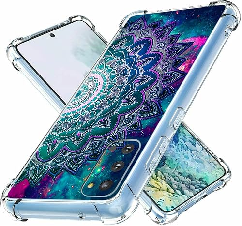Miniatura 3 de Funda para Galaxy S20 FE 5G, diseño de flores de mandala, protección contra caídas espaciales, a prueba de golpes, TPU de cuerpo completo,