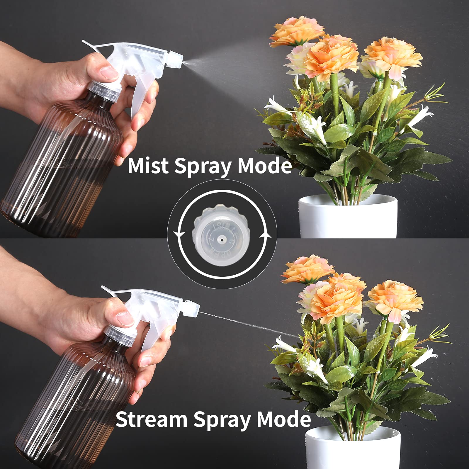 ONEDONE Gießkanne für Zimmerpflanzen, langer Auslauf, kleine Gießkanne, 100 ml, Pflanzengießkanne für Zimmerpflanzen, Zimmerpflanzen, Gartenblumen mit Sprühflasche, Quetschflasche (Bernstein)