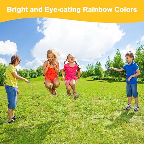 Miniatura 7 de Cuerdas de salto holandesas dobles de 16.5 pies para adultos y niños, cuerda de saltar larga Rainbw, cuerda de saltar con cuentas para fitness,