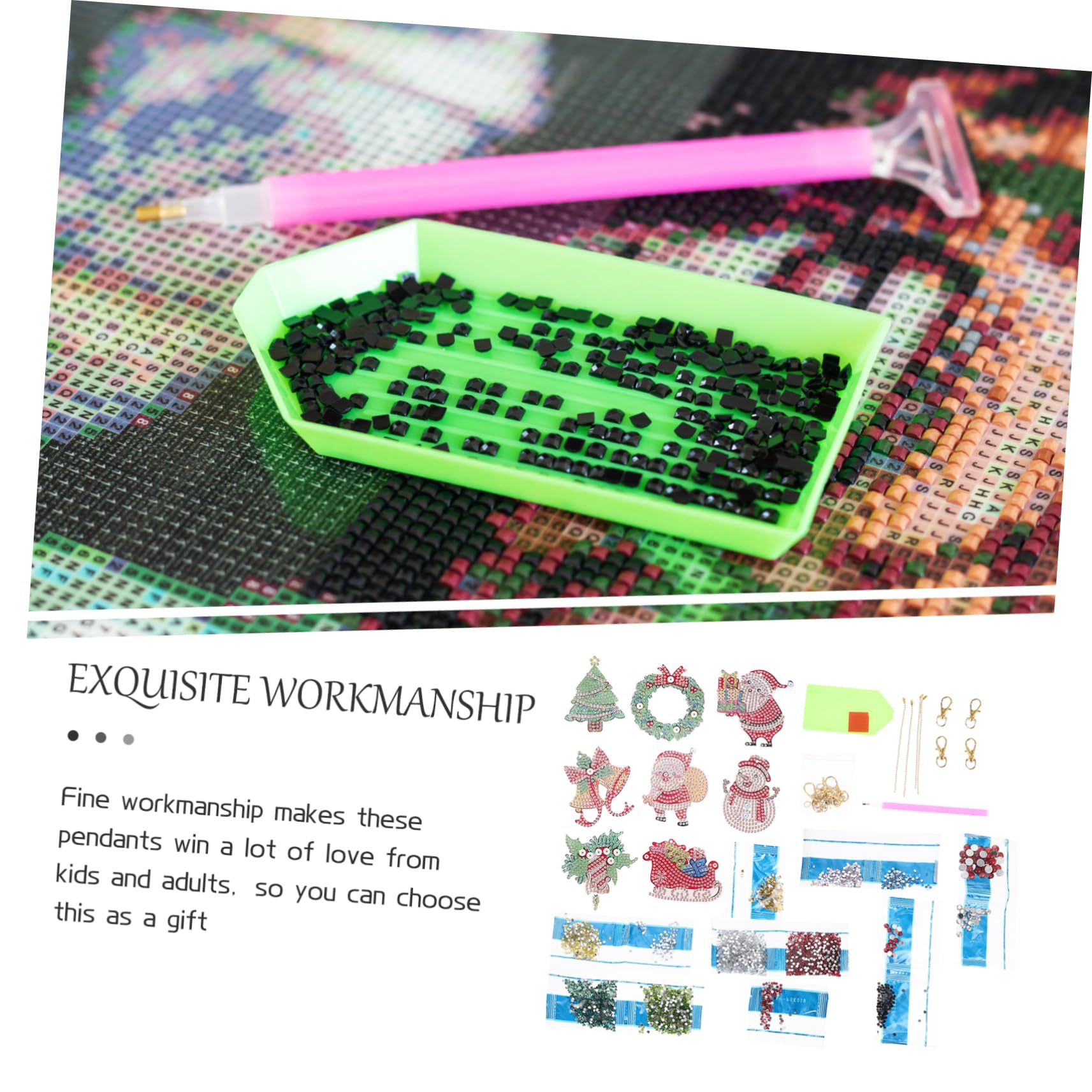 HOODANCOS 2sets Portachiavi Natalizi Decorativi Con Elementi Di Natale Kit Fai Da Te Con Pendente Forma Di Babbo Natale Per Regali e Decorazioni Feste
