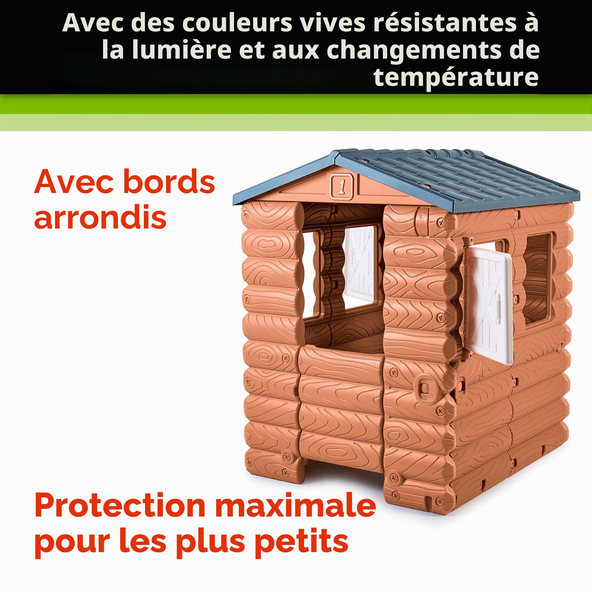 FEBER - Camping Cottage, Un Chalet en Bois inspiré de la Nature, avec fenêtres et Porte Pliantes, pour garçons et Filles à partir de 1 an, Famosa (FEB05000)