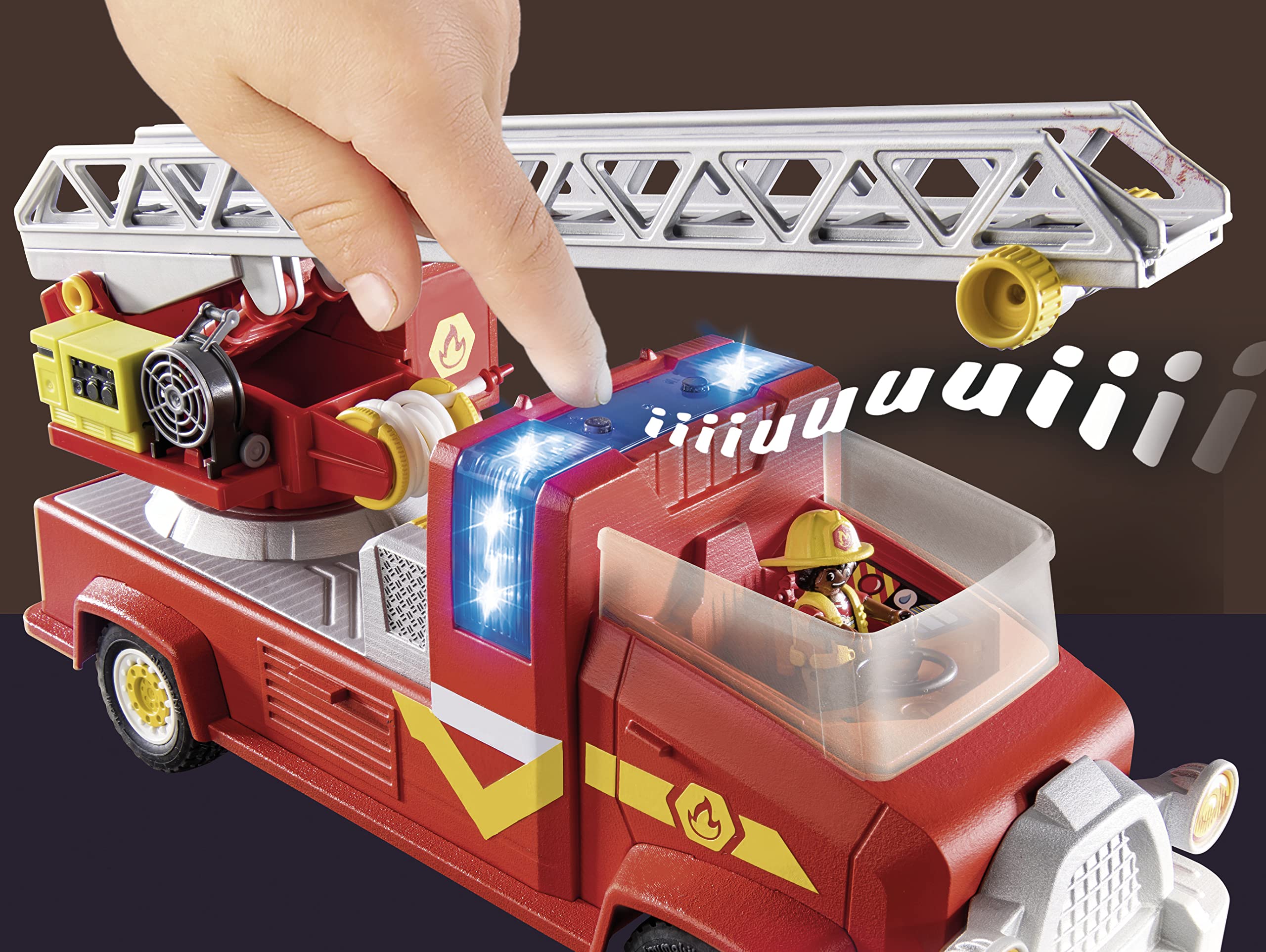 PLAYMOBIL Duck ON Call 70911 Camión de Bomberos con miniavión, con luz y Sonido, Juguete para niños a Partir de 3 años