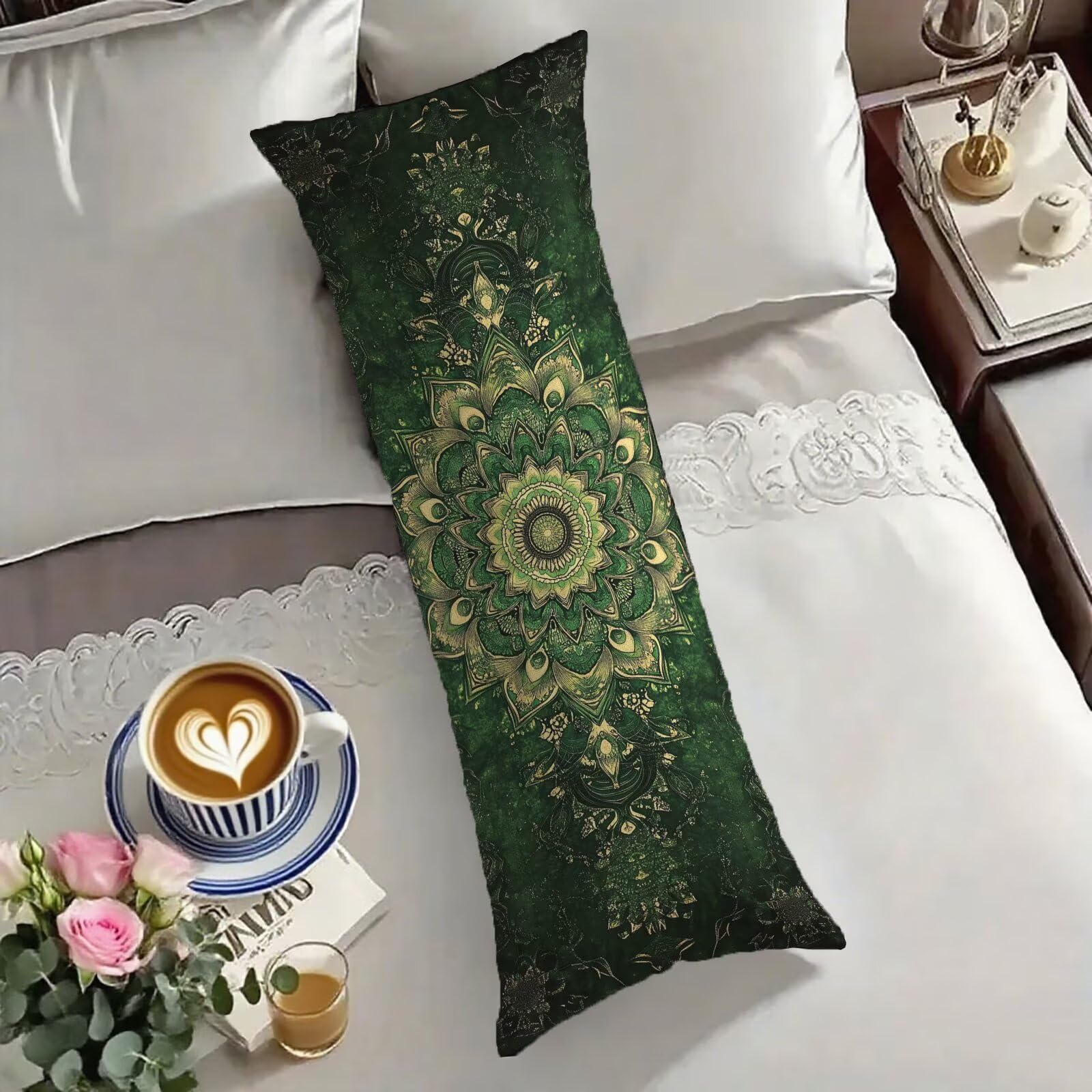 Taie traversin 180 cm émeraude taie d'oreiller 60x180 vert sauge housse velours