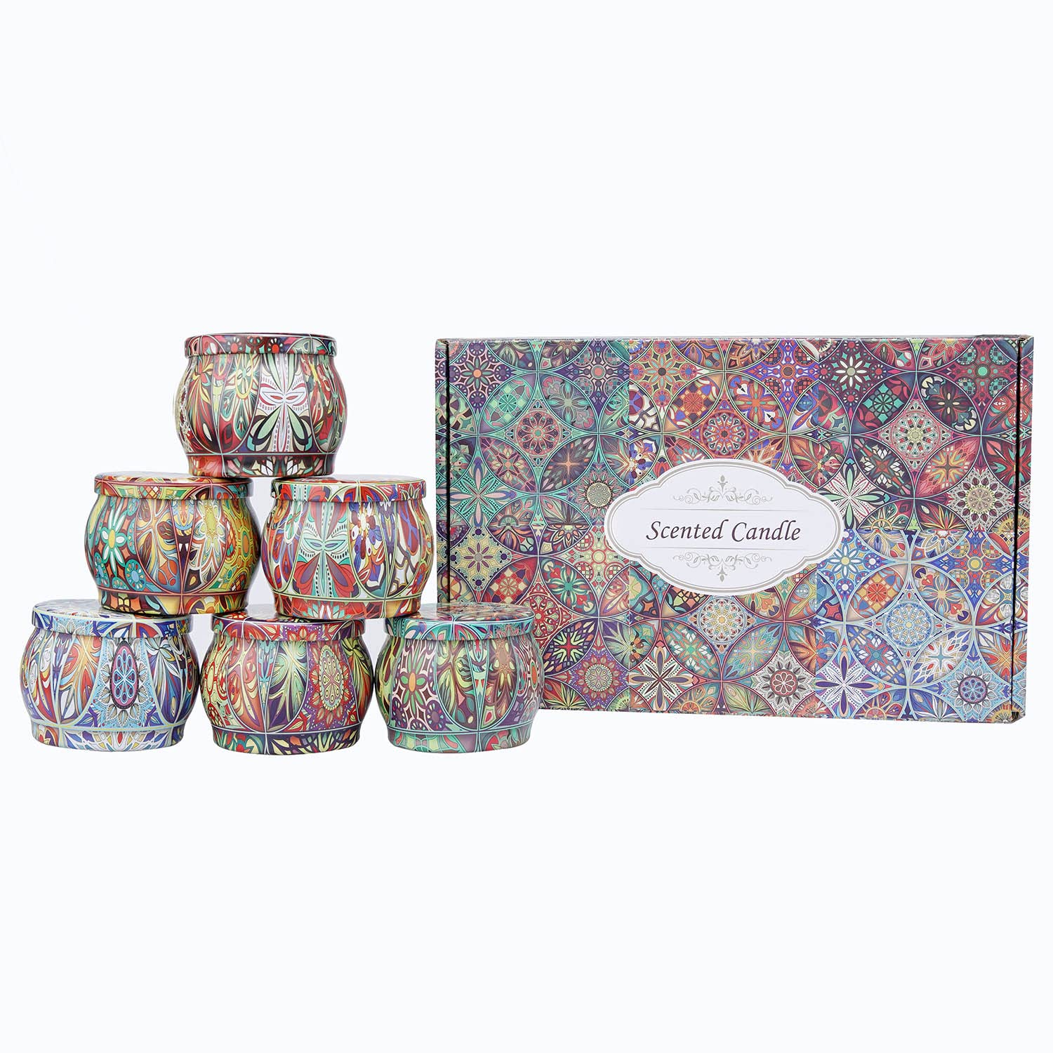 C.C. Scented Candles Gift Set, 6 Packs Aromatherapy Candle, 120H Burning Time,Stress Relief & Valentines Day Gifts for Women,Ramadan ,Ideal Gifts for Women Birthday, Mother's Day, Christmas