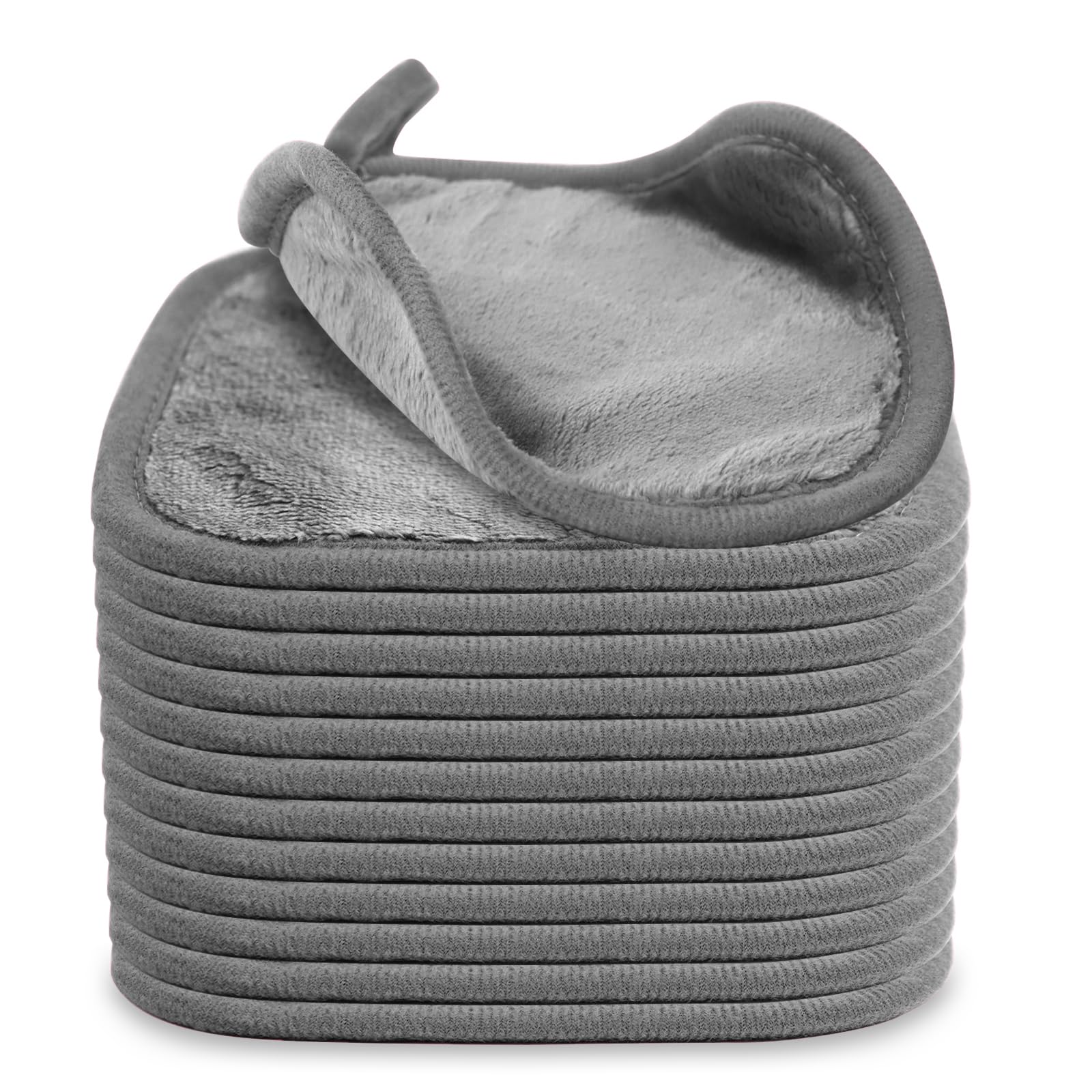 Makeup Remover Cloth 12 Pack, Ultra Soft and Reusable Microfiber Makeup Remover Towels for All Skin Types, Perfect Face Towels for Women, 6 Inch X 6 Inch, Grey