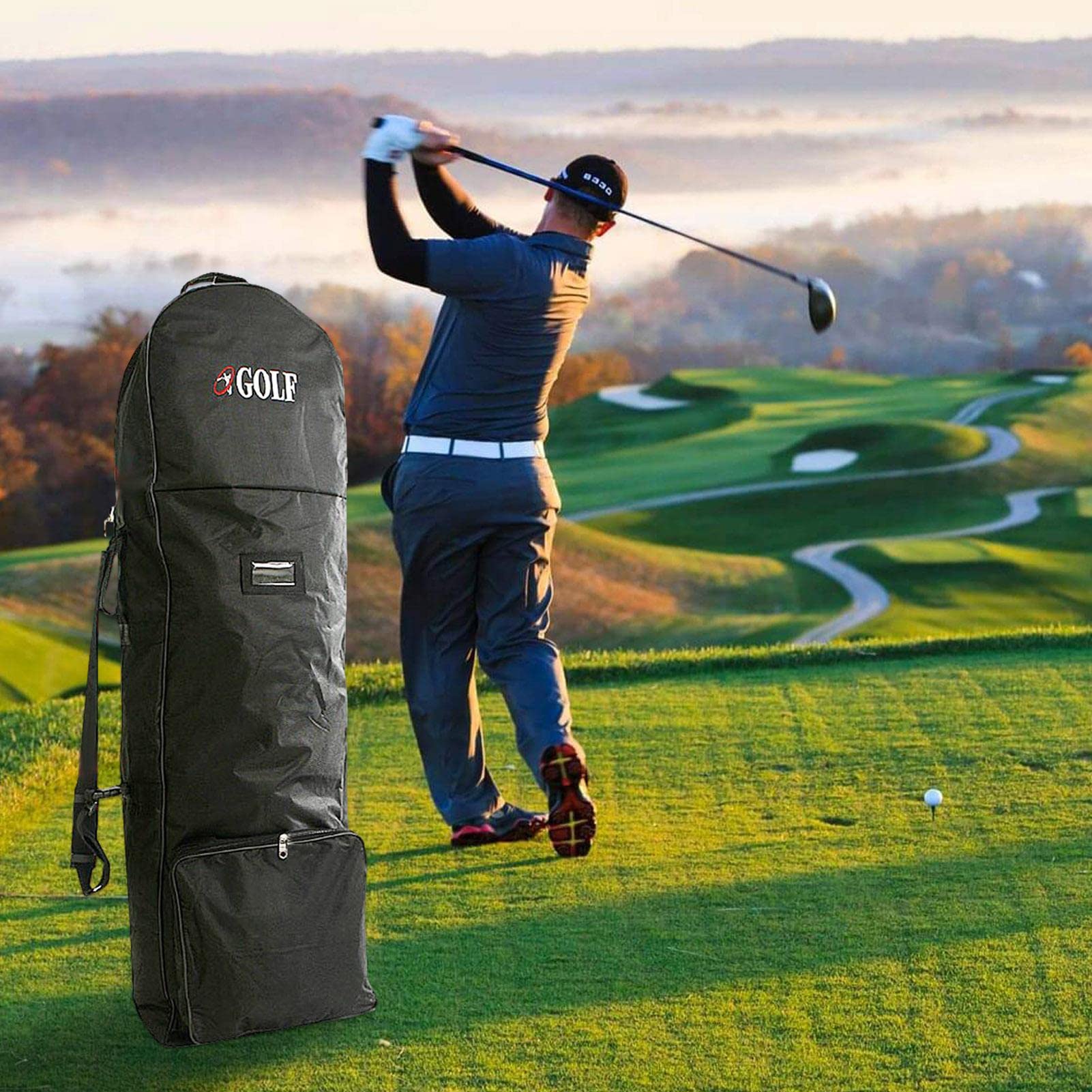 Teksome Borse da Viaggio da Golf - Sacca da Golf da Viaggio con Ruote | Poliestere 600D, Cinturino Regolabile, Custodia da Viaggio per Mazze da Golf, da Viaggio per compagnie aeree