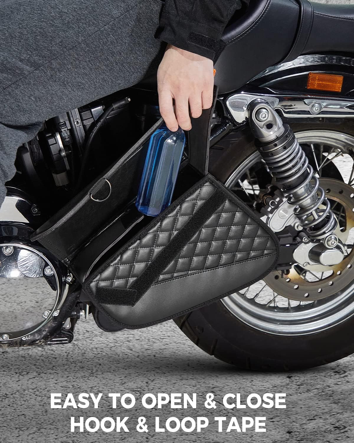 KEMIMOTO Swingarm Bag 5.5L Motorcycle Side Solo Bags Synthetic Leather Tool Bags Compatible with Sportster Iron 883 Street 750 Rebel Models