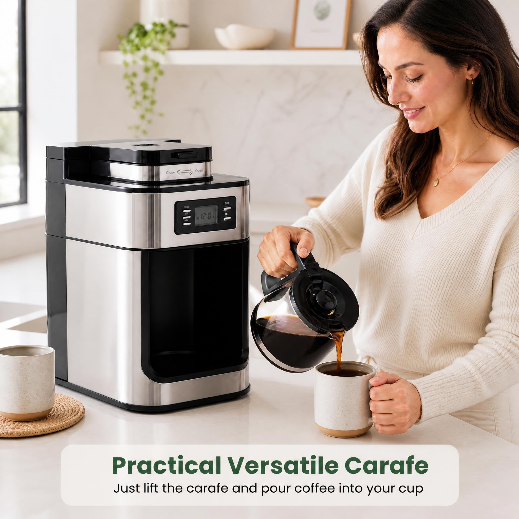 GIANTEX Machina da Caffè Americano a Goccia, con Macinacaffè e Caraffa, 1 L