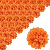 Vista 3 de Cabezas de flores artificiales de caléndula para Halloween, cabezas de flores de caléndula de seda, cabezas de flores de caléndula sintética, cabeza