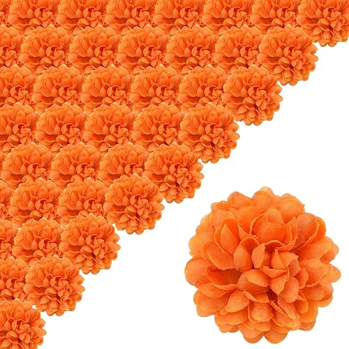 Miniatura 3 de Cabezas de flores artificiales de caléndula para Halloween, cabezas de flores de caléndula de seda, cabezas de flores de caléndula sintética, cabeza