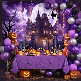 Gejoy 133 Pcs Halloween Party Decorations Set Horror Night Backdrop Balloon