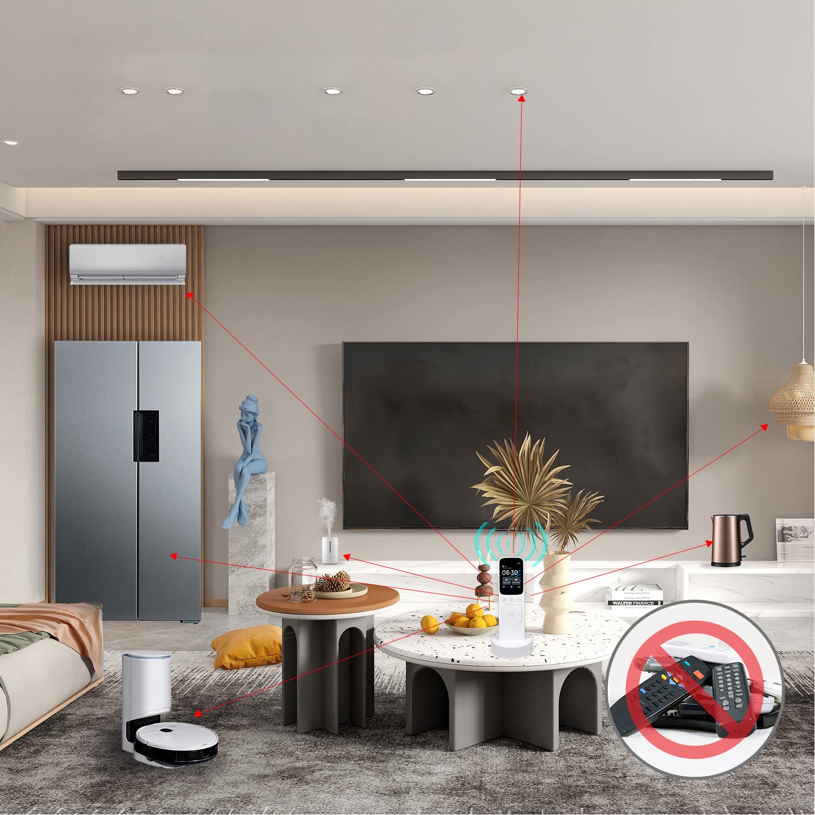 Eujgoov WLAN-Fernbedienung, ABS-Material, eine Taste für Smart Home-Geräte, Zentralisierte Steuerung, Wiederaufladbar mit LCD-Bildschirm, Geeignet für Smart Home Experience