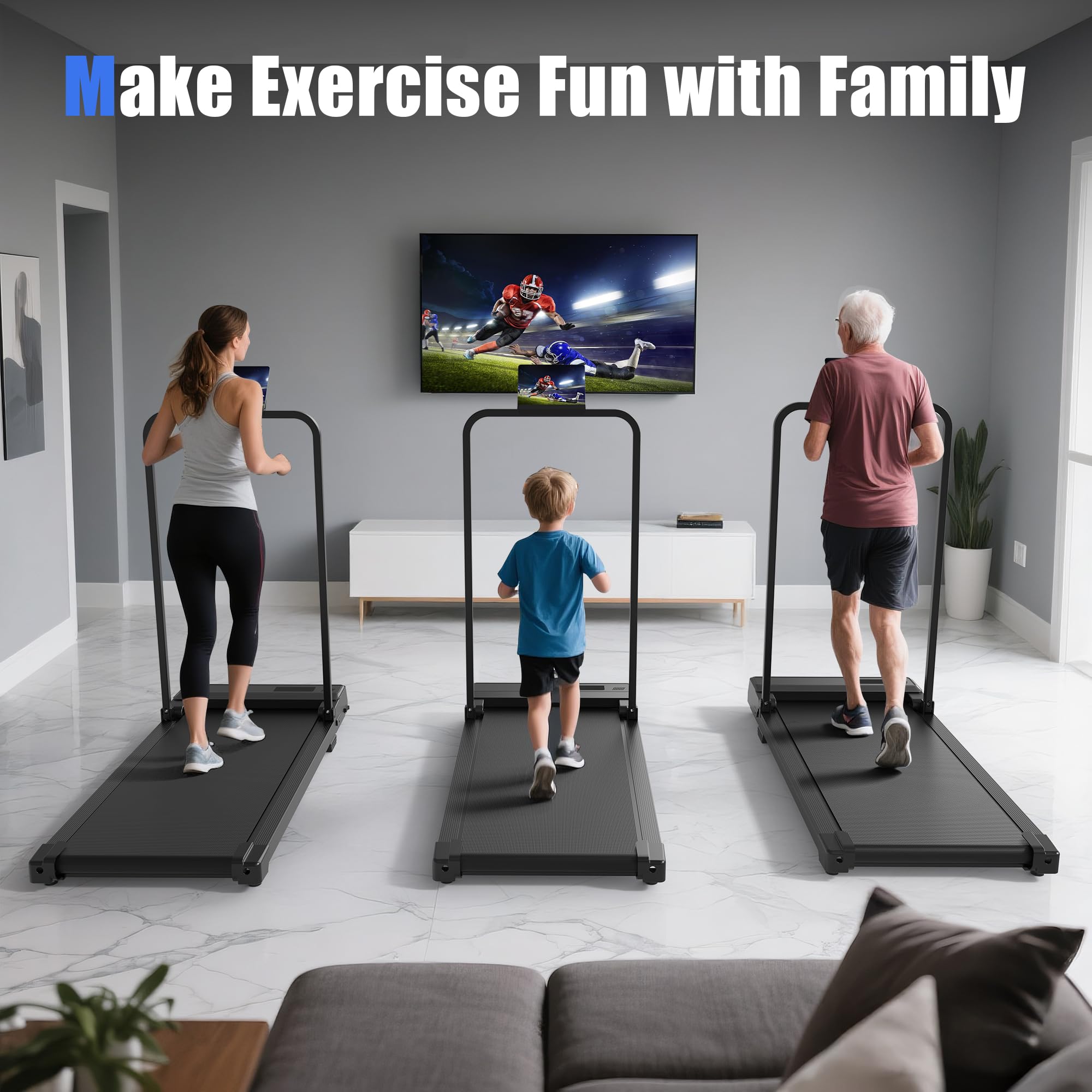 Tapis de Marche Course Pliable - Walking Pad, Treadmill Roulant de Sport Portable Petit Electrique Motorise avec Télécom, 4 en 1 LED et 90° Tablet Holder for Bureau Home Fitness 110kg Max