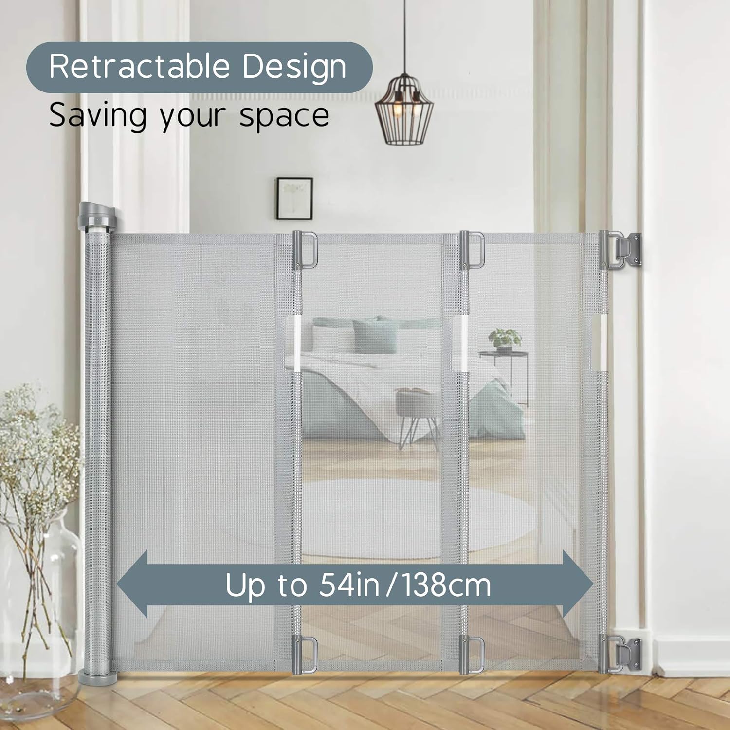 Uр Tо 50% оƒƒ Retractable Baby Gate, RONBEI Dog Gate Mesh Safety Gates for Babies and Pets,Extra Wide Safety Baby Gates for Stairs, Doorways, Hallways, Indoor/Outdoor,34 Tall, Extends to 54 Wide Suреr Dеаl Prоduсt Retractable Baby Gate, RONBEI Dog Gate Mesh Safety Gates for Babies and Pets,Extra Wide Safety Baby Gates for Stairs, Doorways, Hallways, Indoor/Outdoor,34 Tall, Extends to 54 Wide