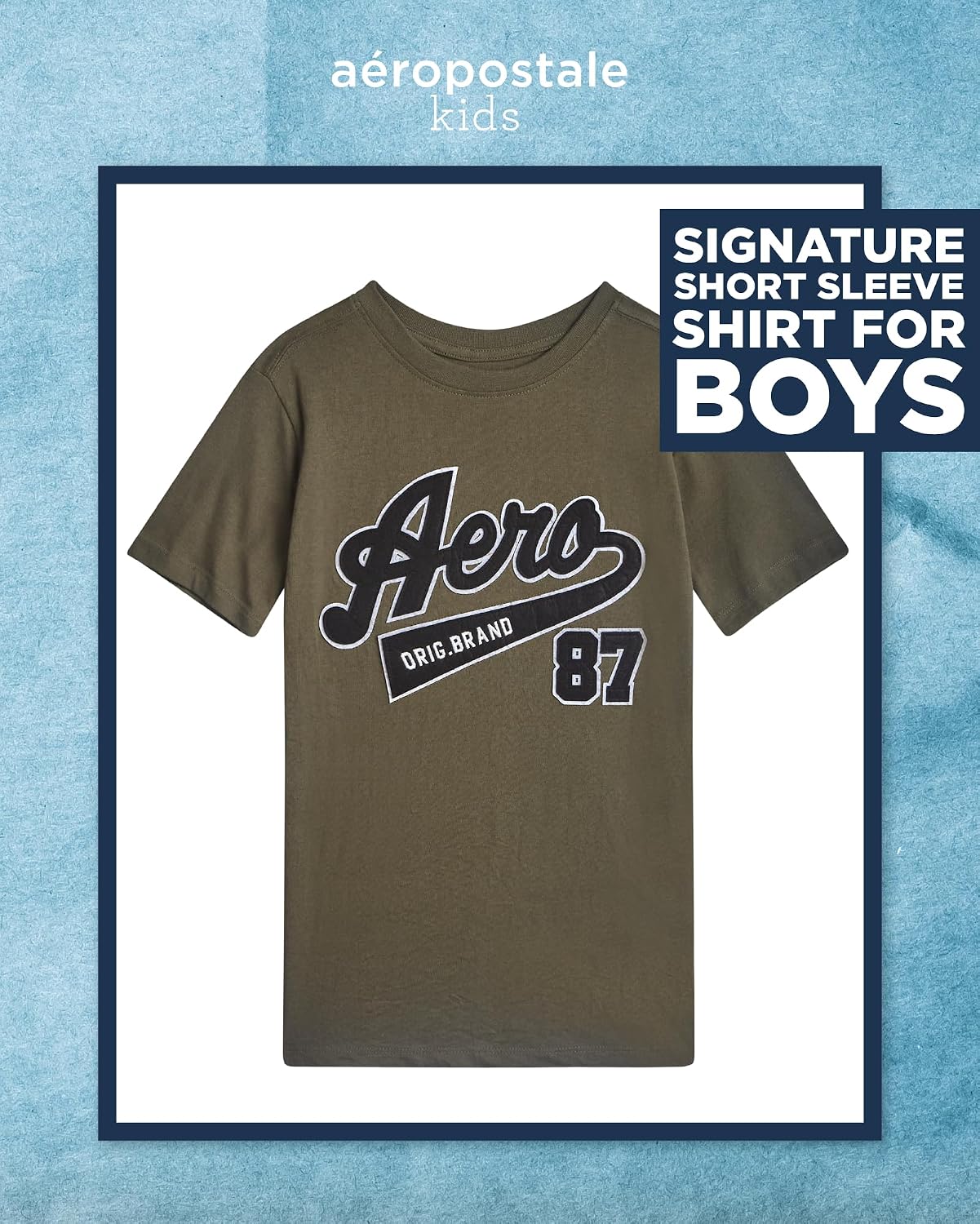 AEROPOSTALE Boys Graphic Tees - Cotton Blend Short Sleeve Boys Shirts Crewneck Tops with Logo Print - Kids Summer Clothes