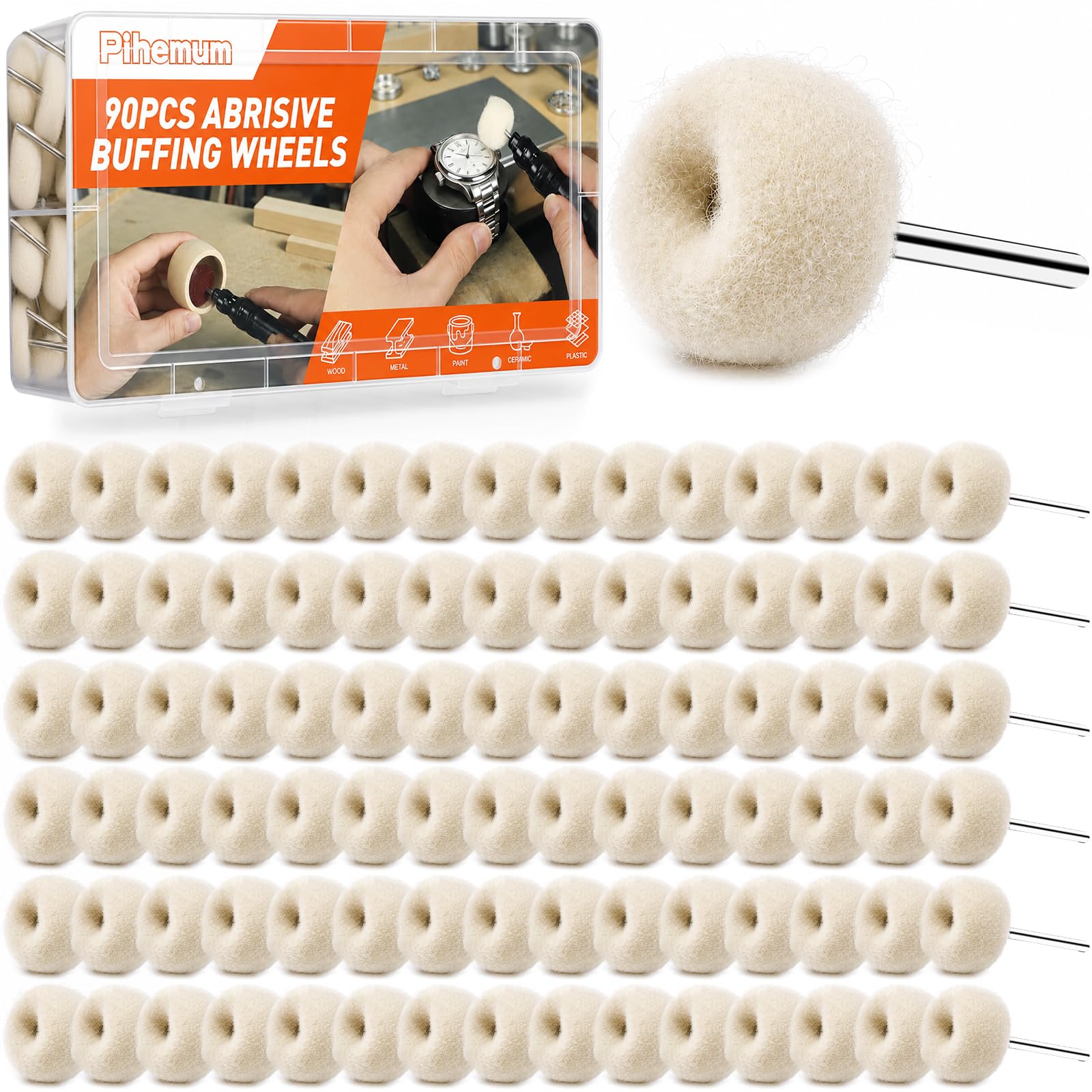 90-Piece Abrasive Buffing Wheels Kit - Metal, Wood, Jewelry -9 90-Piece Abrasive Buffing Wheels Kit - Metal, Wood, Jewelry -9