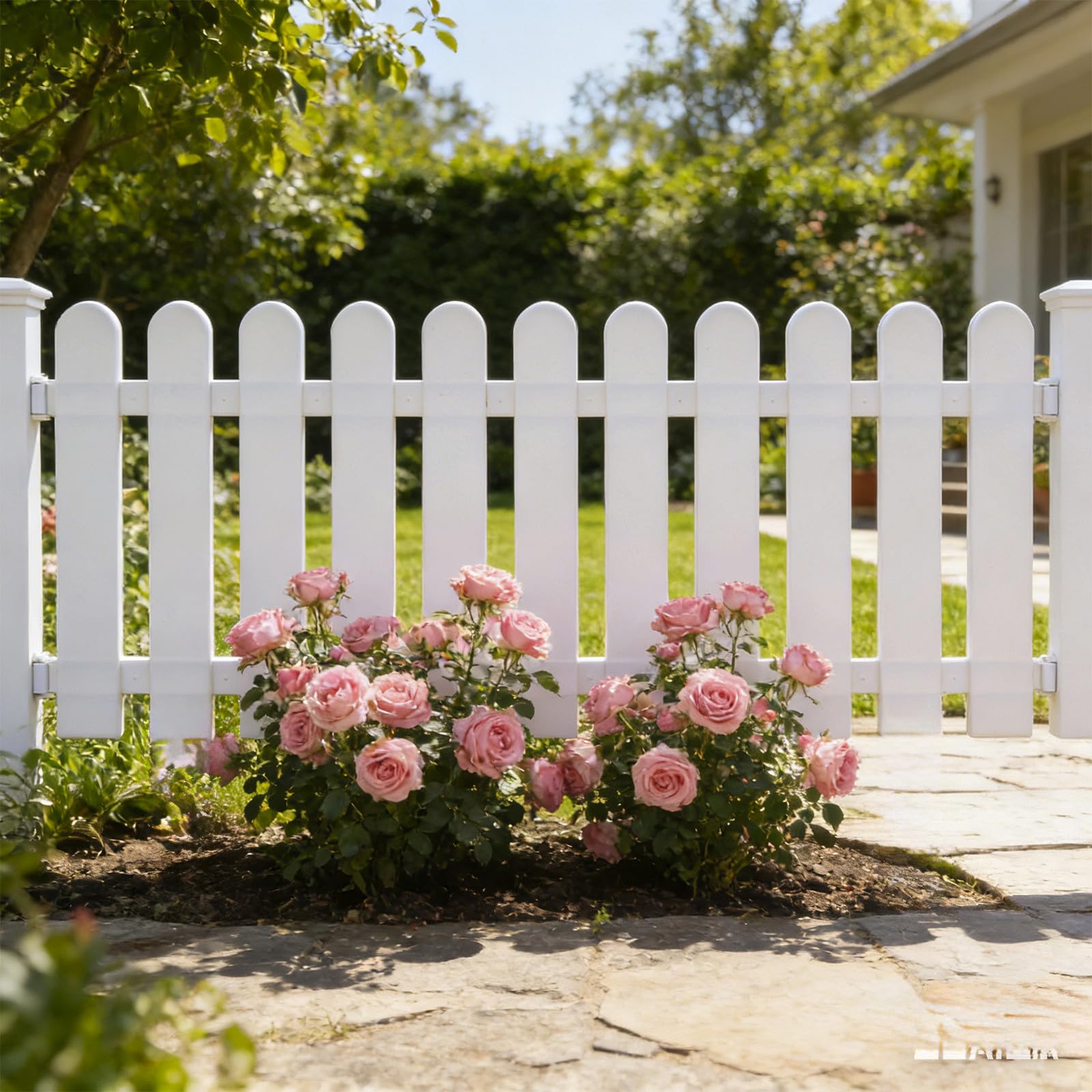 10Pcs Plastic Lawn Border Edge Fence,White Garden Picket Fence Edgings,Decorative Garden Ornamental Edging Border Lawn Picket Fence Landscape Path Panels,Weatherproof Border Edging (D)